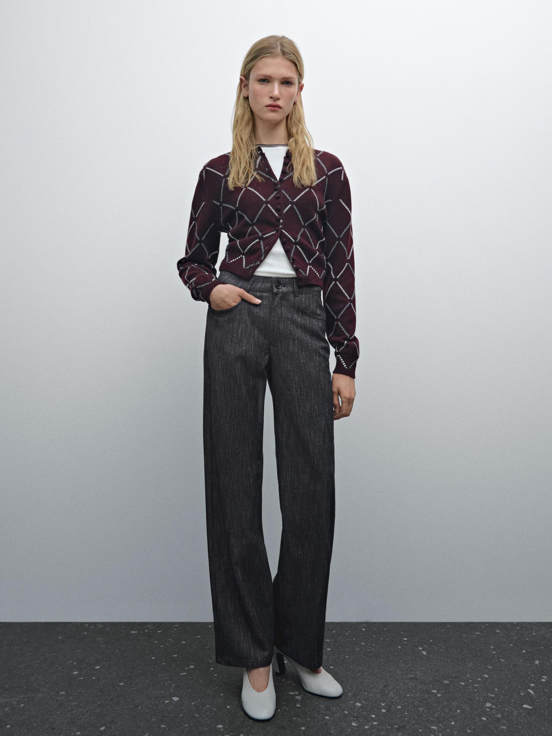 Straight-leg flecked cotton blend trousers Product Image