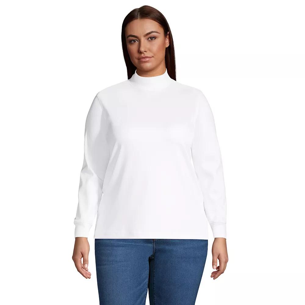 Plus Size Lands' End Supima Cotton Mockneck Top, Women's, Size: 1XL, White Product Image