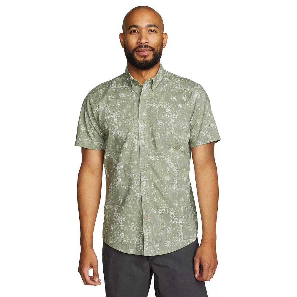 Men's Eddie Bauer Baja Print Short Sleeve Button-Down Shirt, Size: XXL, Green Product Image