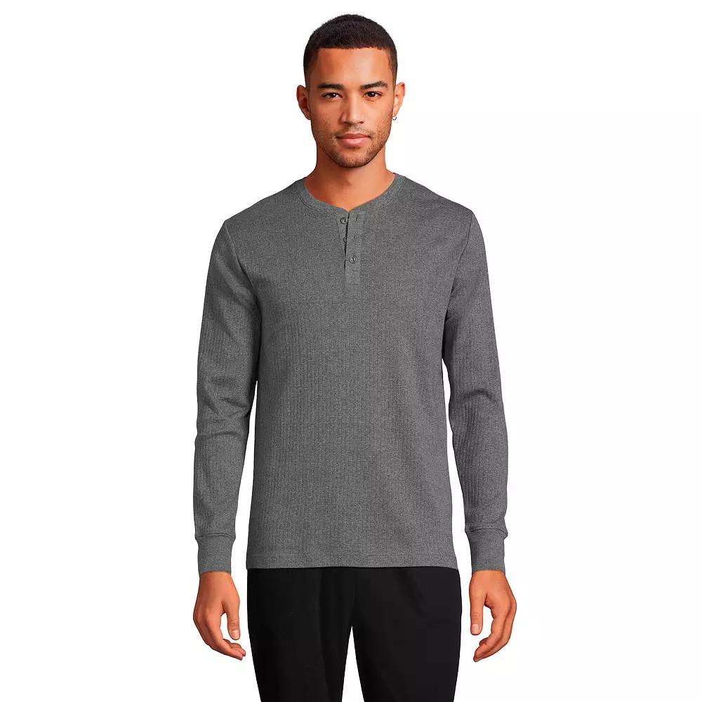Big & Tall Lands' End Knit Ribbed Pajama Henley, Men's,  Product Image