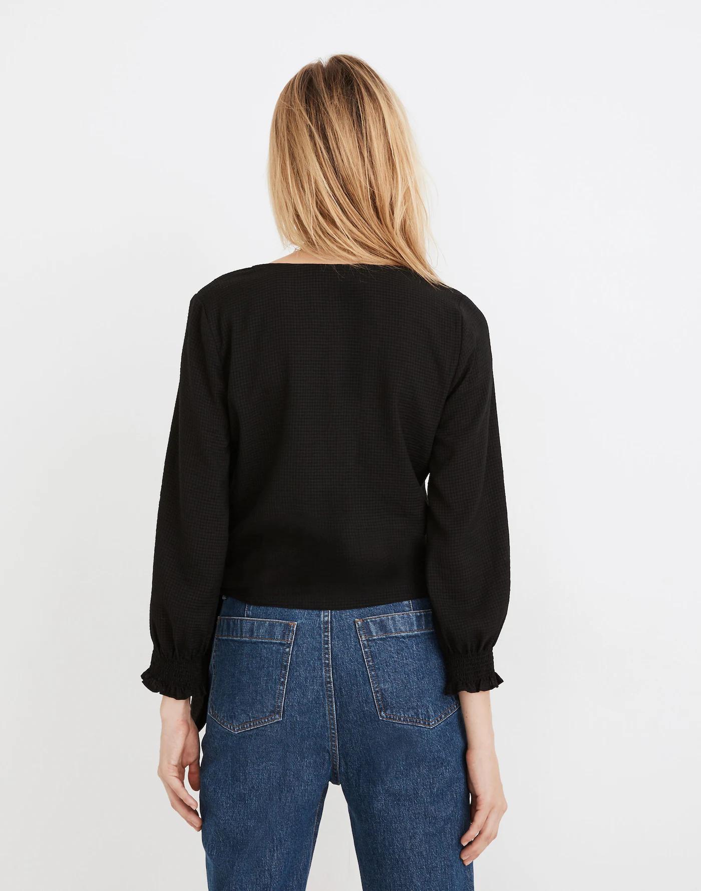 Smocked-Sleeve Wrap Top Product Image