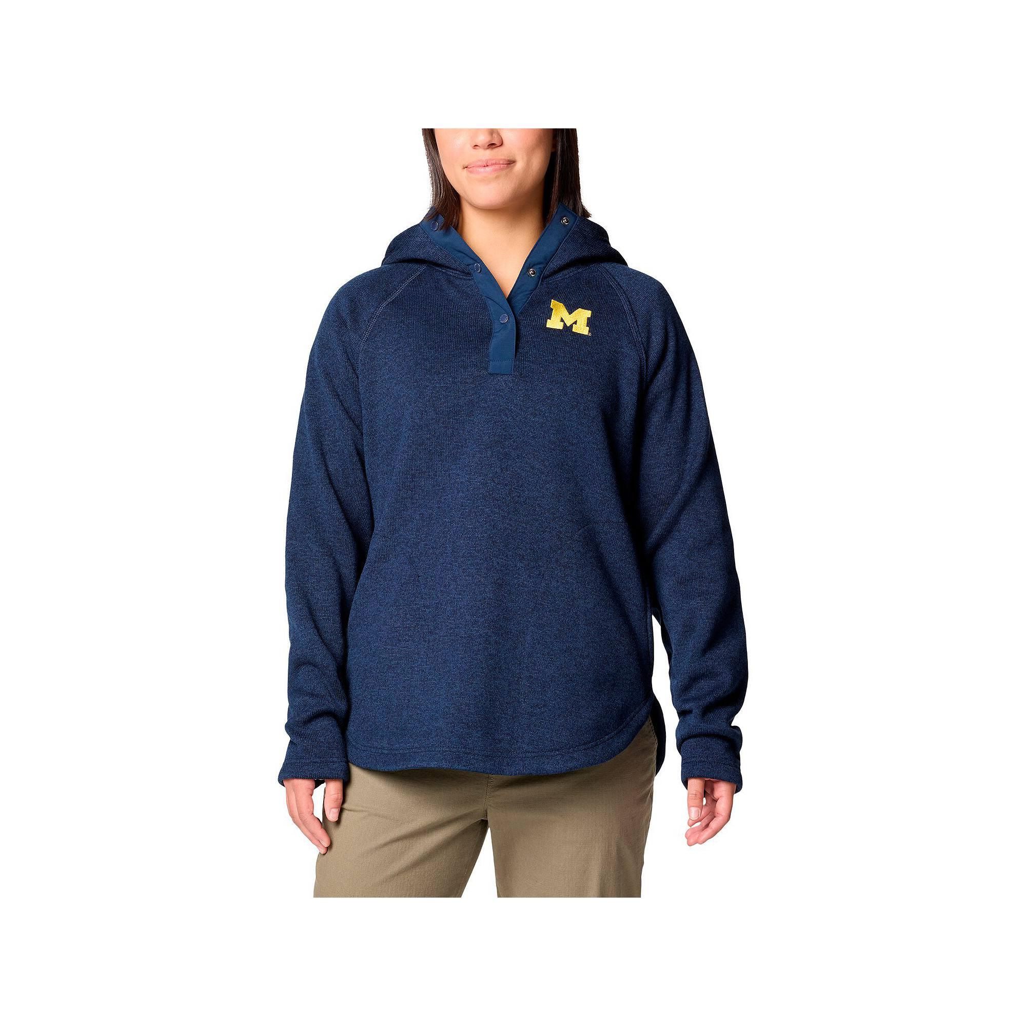 Women's Columbia Navy Michigan Wolverines Sweater Weather Fleece Lined Pullover Hoodie,  Product Image