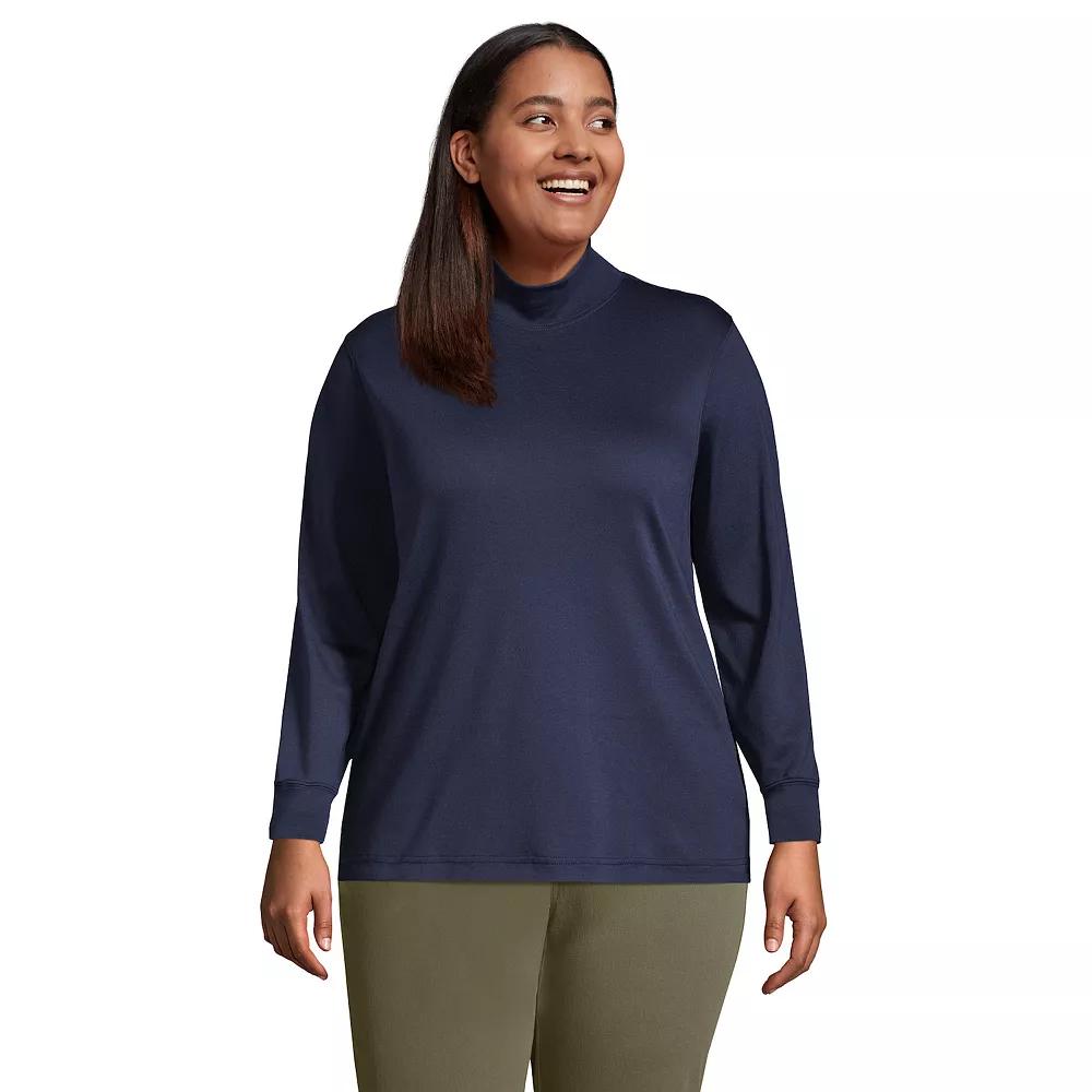 Plus Size Lands' End Supima Cotton Mockneck Top, Women's, Size: 2XL, Black Product Image