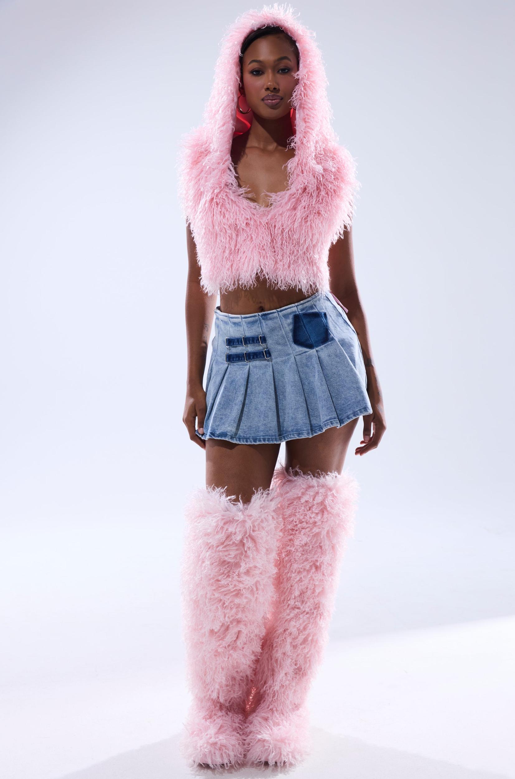 THINK ABOUT YOU ALL THE TIME FUR BLOUSE IN PINK Product Image