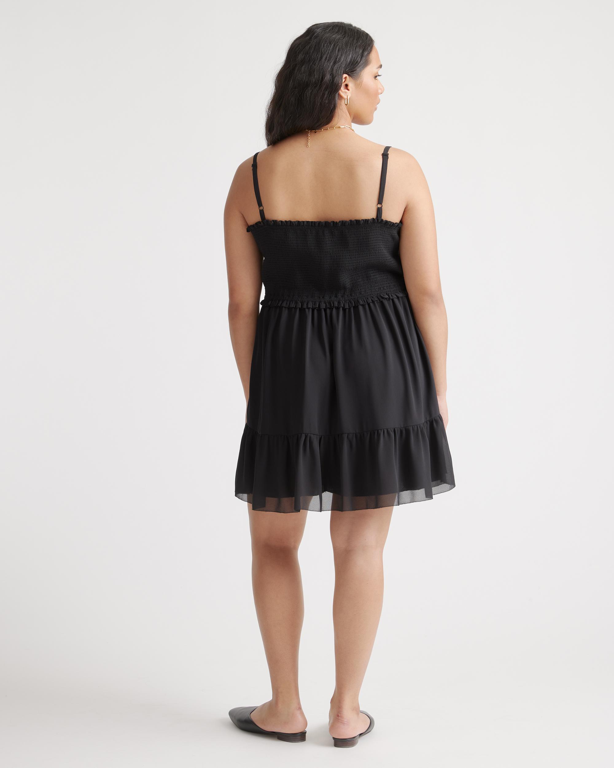 Quince | Women's Chiffon Smocked Sleeveless Mini Dress Recycled Polyester Product Image