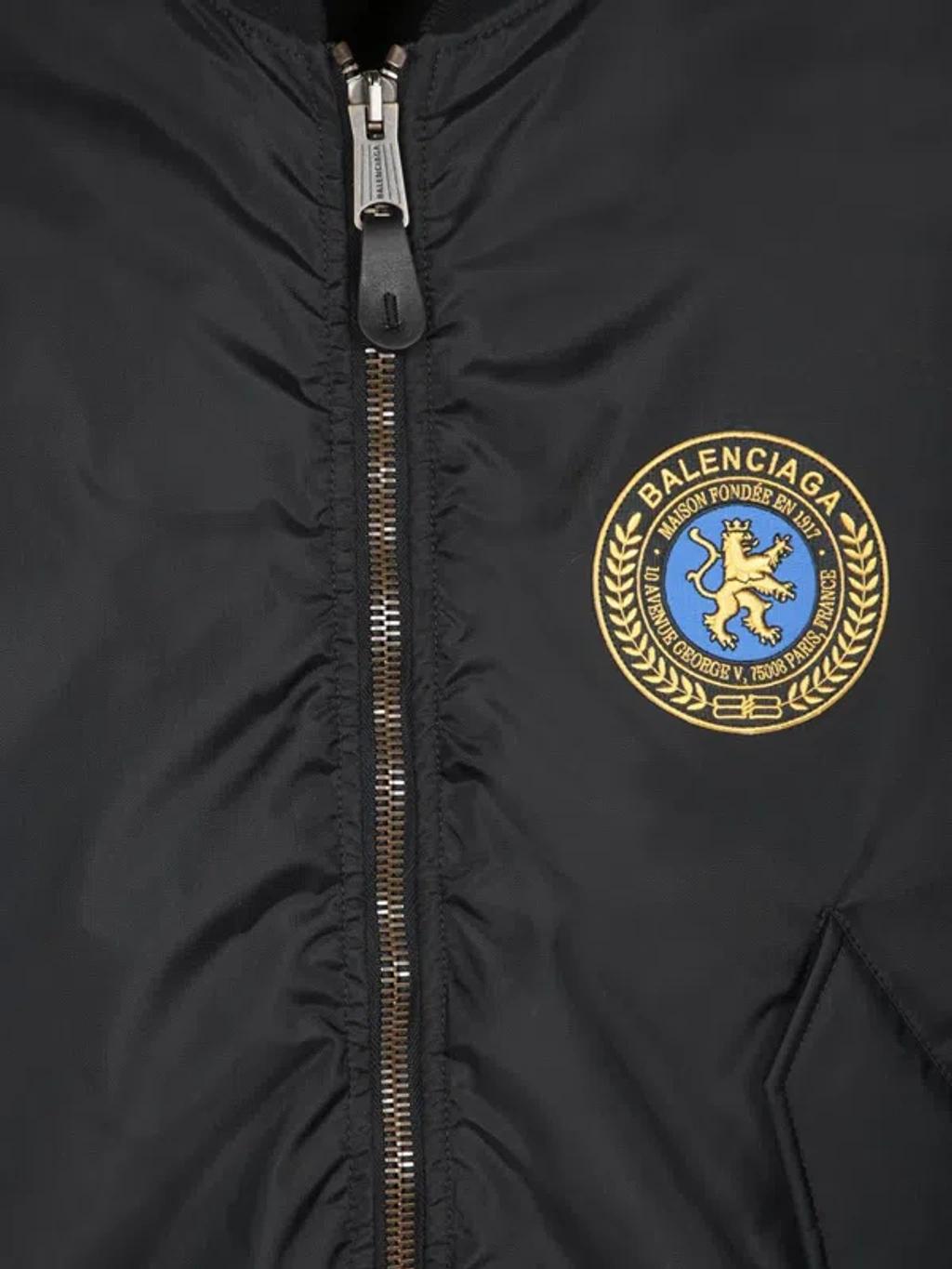 BALENCIAGA Nylon Uniform Merch Large Fit Bomber In Black Product Image