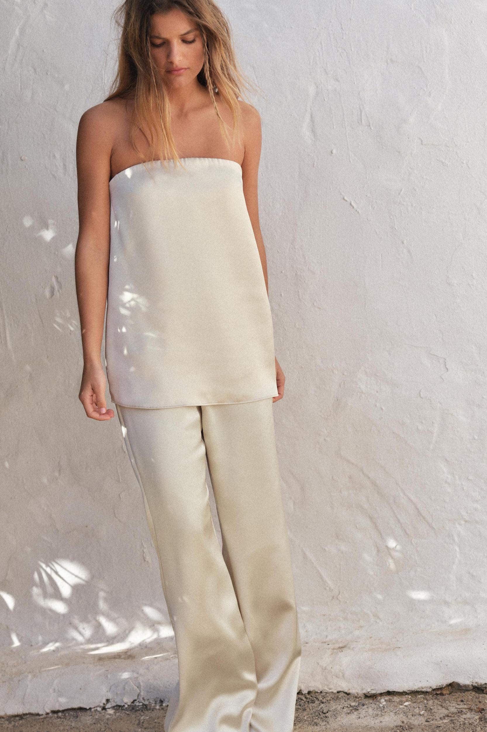 STRAPLESS SATIN EFFECT TOP Product Image