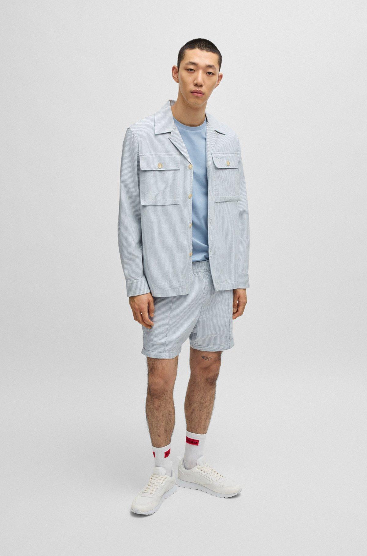 Oversize-fit overshirt in a striped Oxford cotton blend Product Image