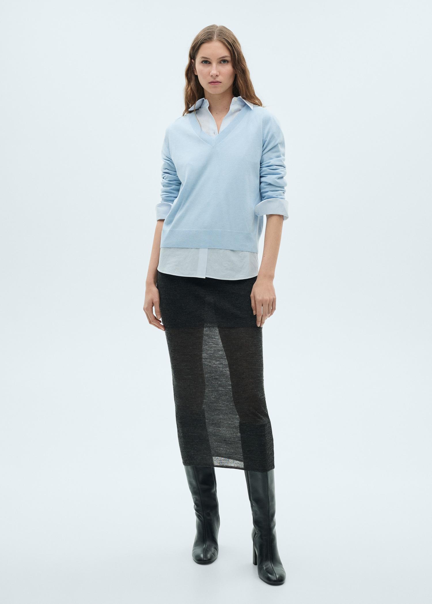 V-neck knit sweater - Women | MANGO USA Product Image
