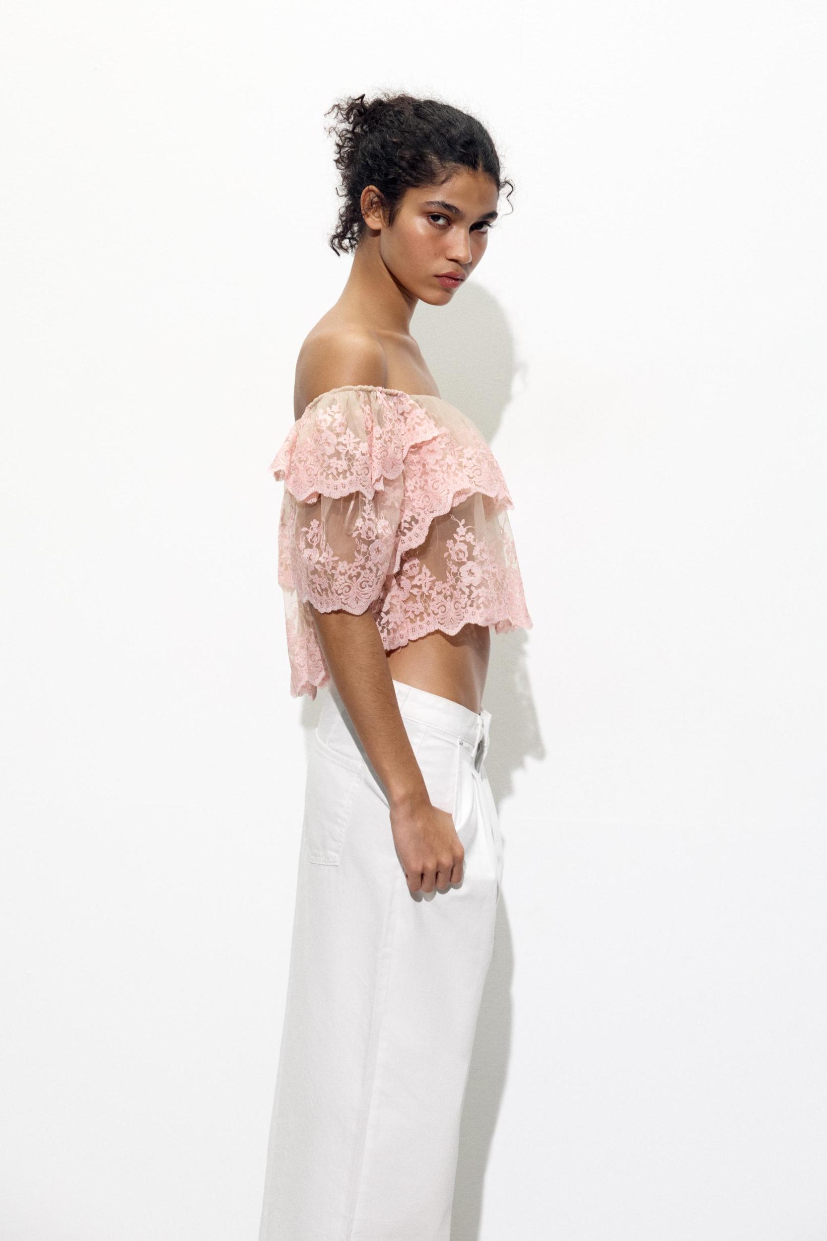EMBROIDERED RUFFLED TOP Product Image