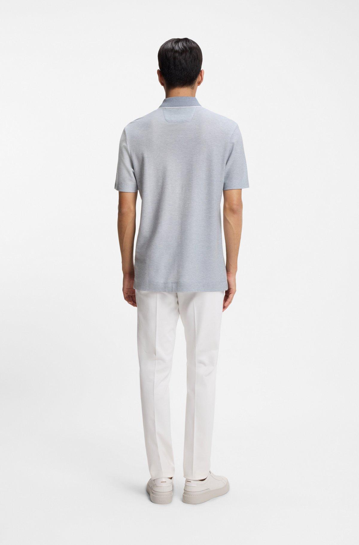 Cotton-silk polo shirt with three-tone structure Product Image