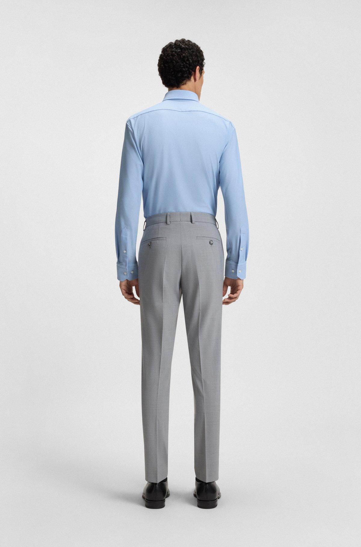 BOSS - Regular-fit shirt in structured stretch jersey - Light Blue Product Image