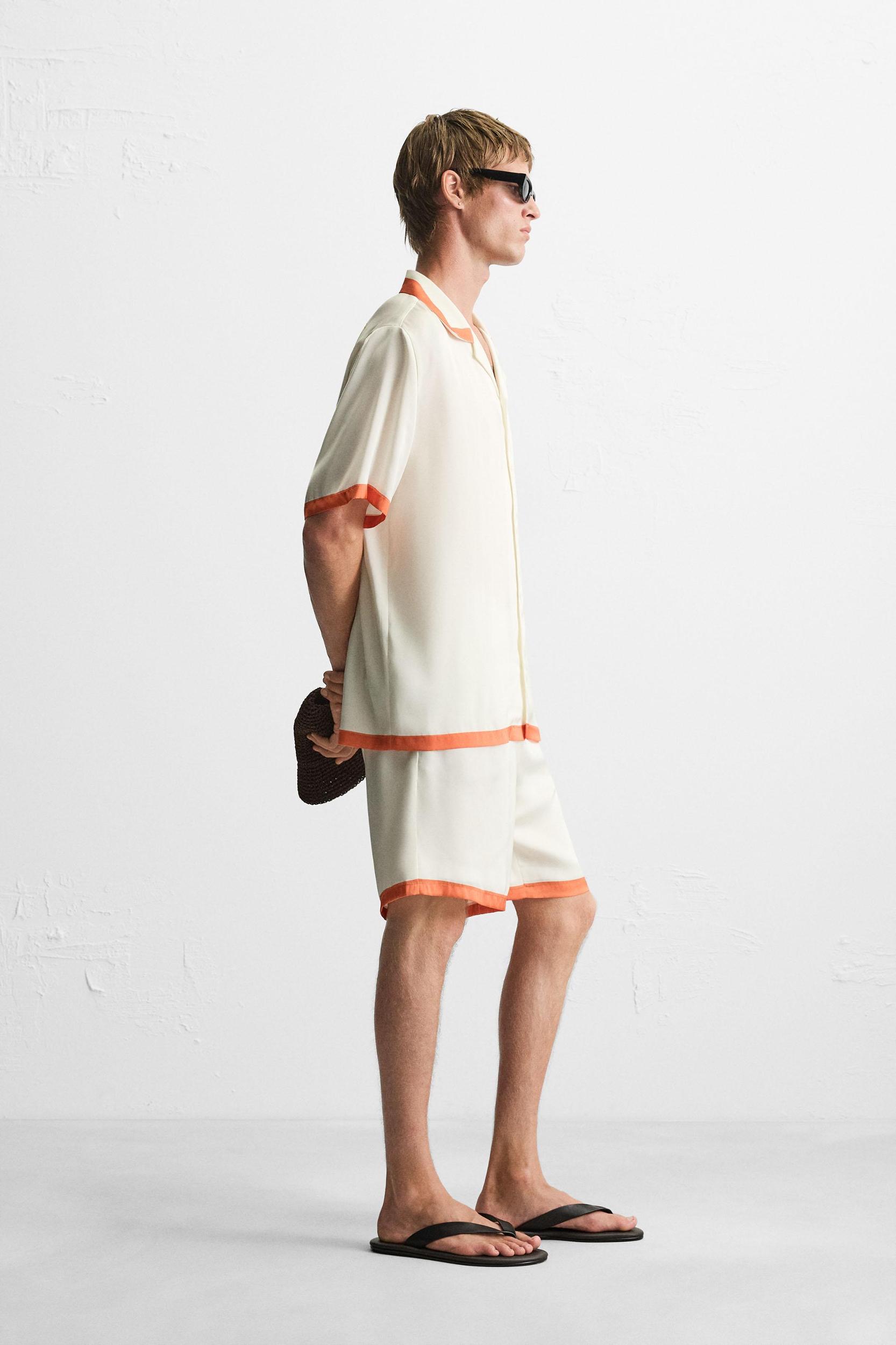 SATIN SHORTS WITH CONTRAST STRIPES Product Image