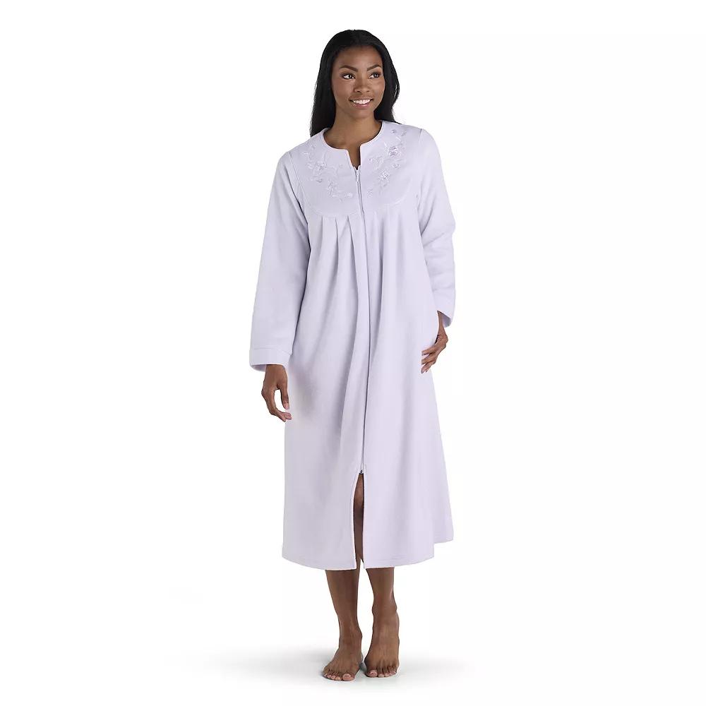 Petite Miss Elaine Essentials Micro Fleece Long Zip Robe, Women's,  Product Image