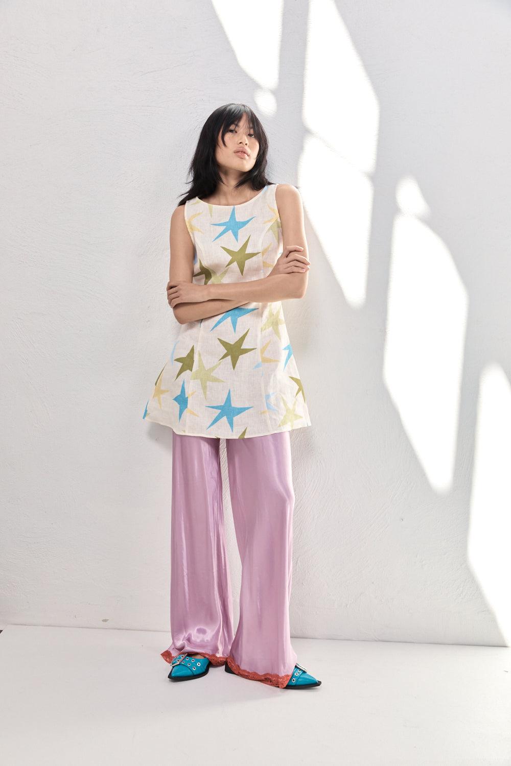 Josefin Satin Pants Lilac Product Image