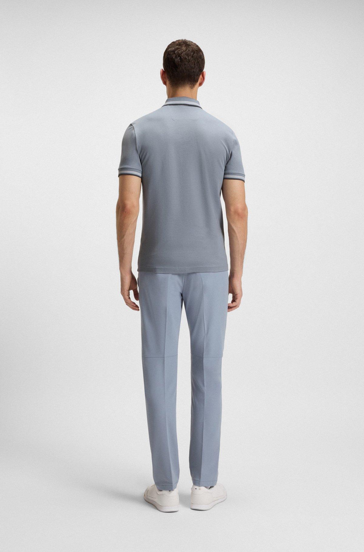 BOSS - Stretch-cotton slim-fit polo shirt with branding - Dark Grey Product Image