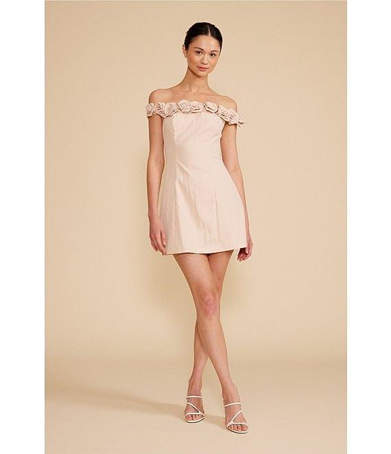 Lucy Paris 3D Primrose Off-The-Shoulder Mini Sheath Dress Product Image