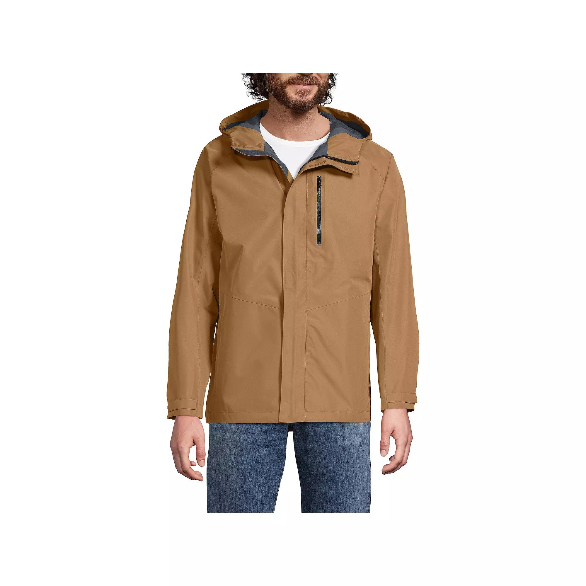 Men's Lands' End Waterproof Hooded Packable Rain Jacket,  Product Image