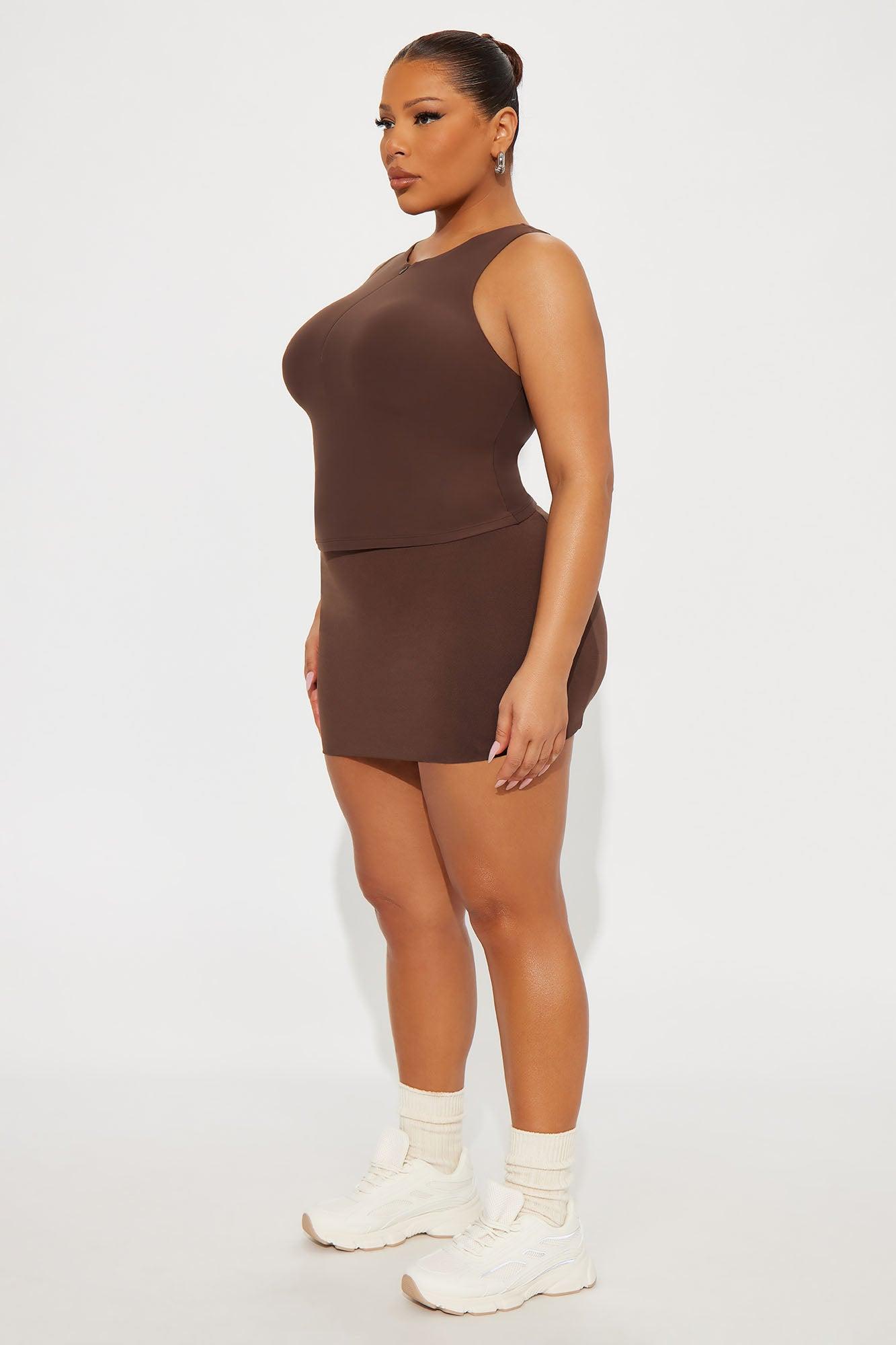 Second Skin Double Lined Zip Front Tank - Chocolate Female Product Image