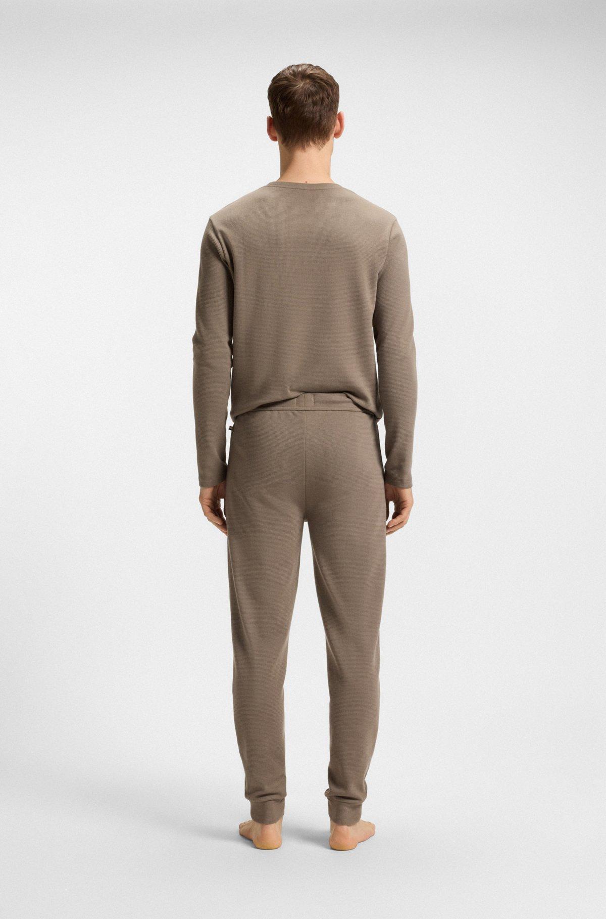 BOSS - Waffle pajama bottoms in a cotton blend - Brown Product Image