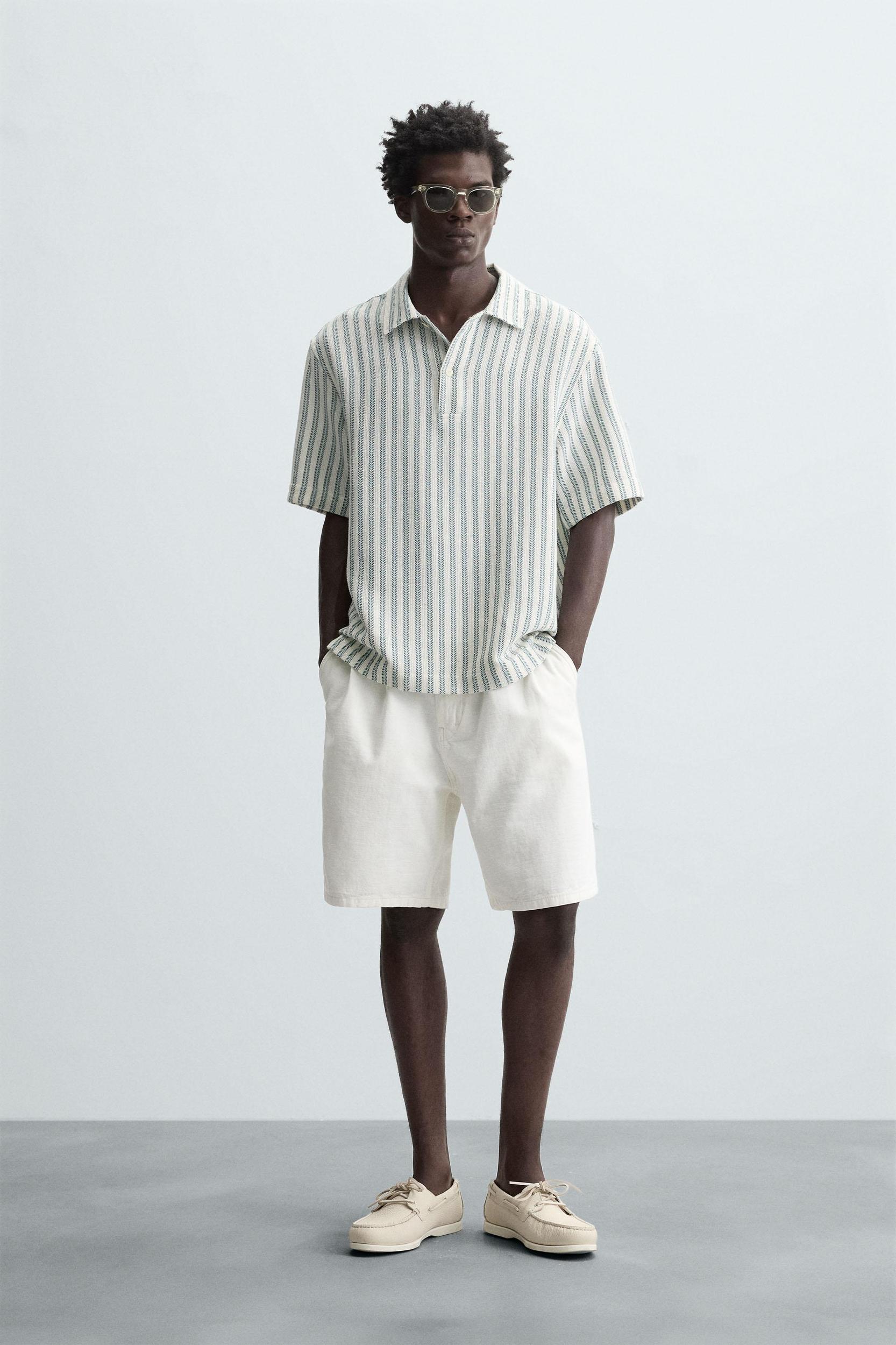 HERRINGBONE TEXTURED POLO SHIRT Product Image