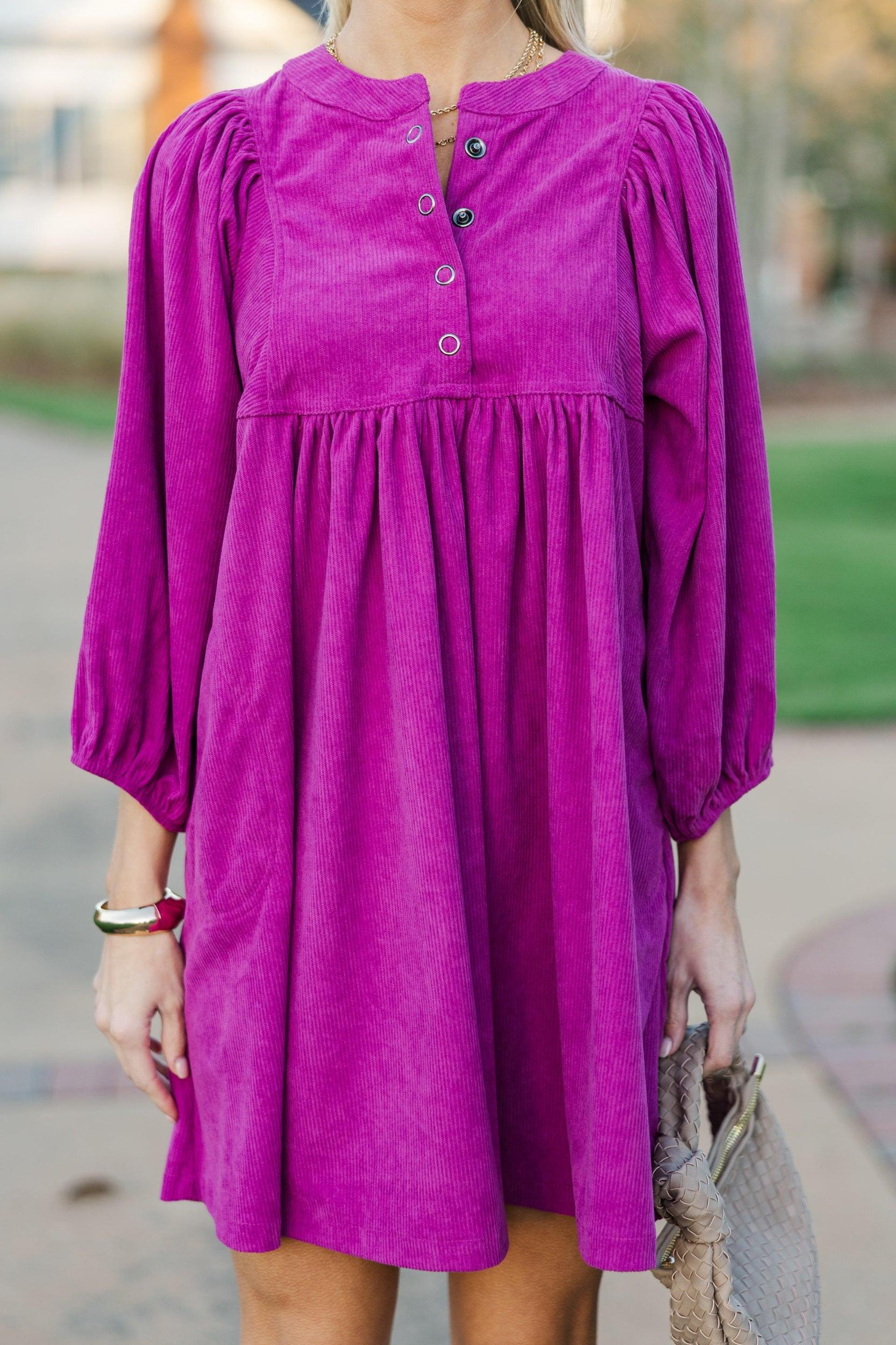 That's All You Magenta Pink Corduroy Dress Female Product Image