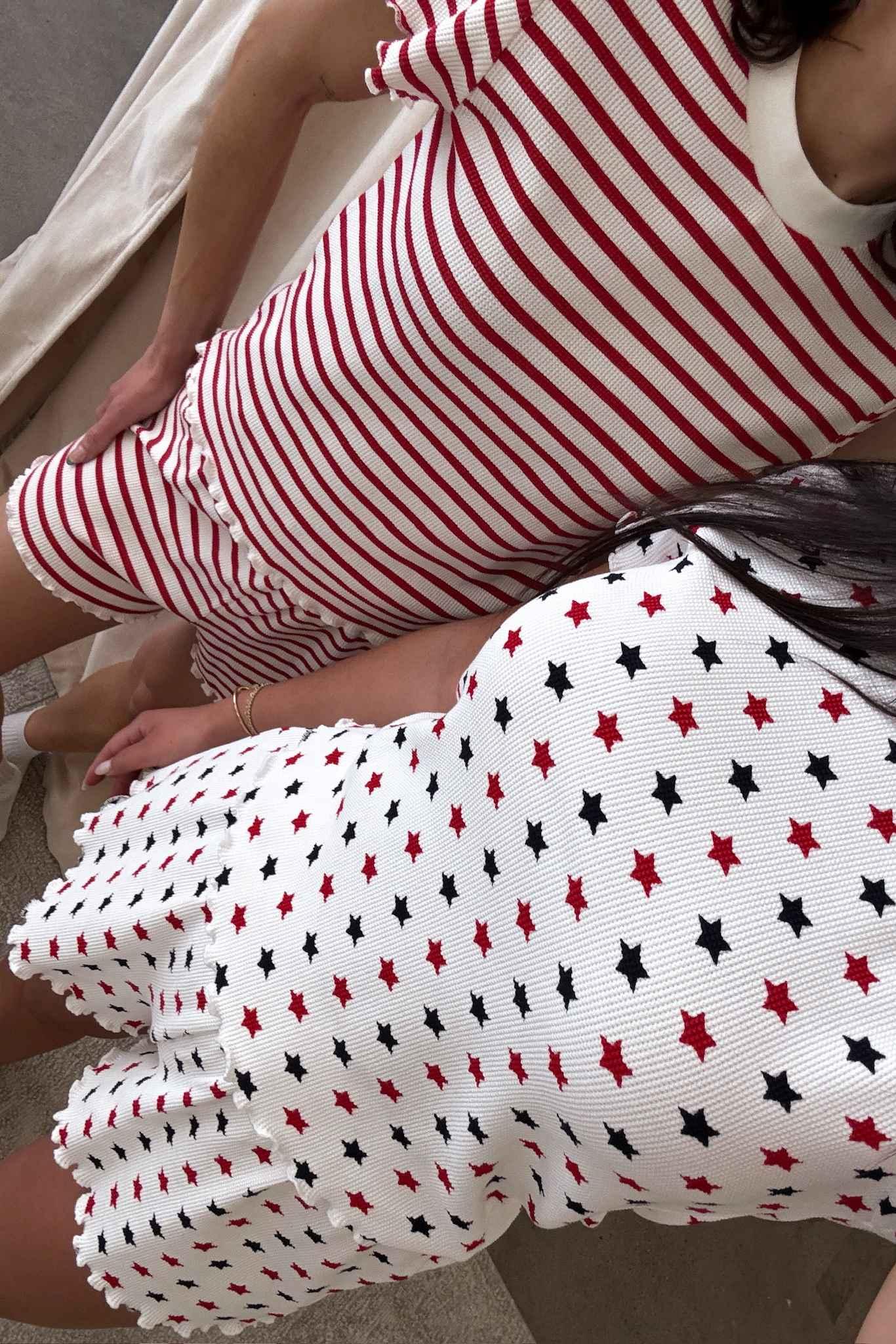 Bay Sleep Set Red Stripes Waffle Product Image