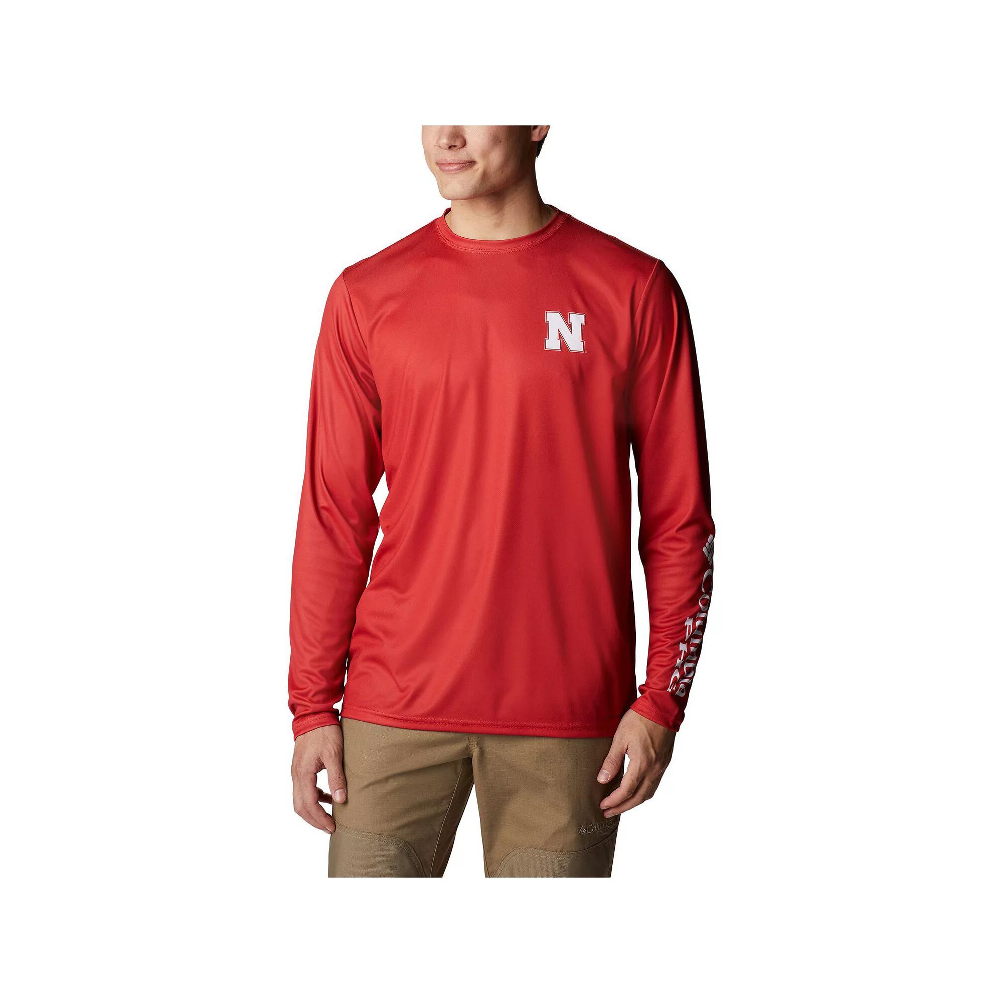 Men's Columbia Scarlet Nebraska Huskers Terminal Shot Omni-Shade Omni-Wick Long Sleeve T-Shirt,  Product Image