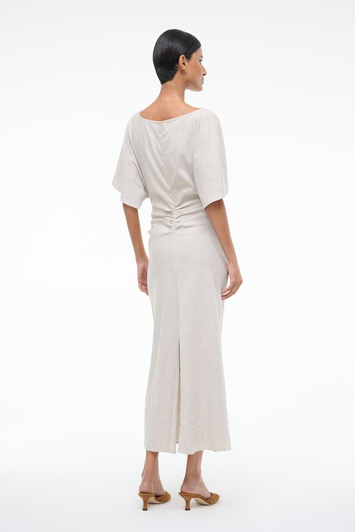 AMELIE LINEN MIDI DRESS | NATURAL Product Image