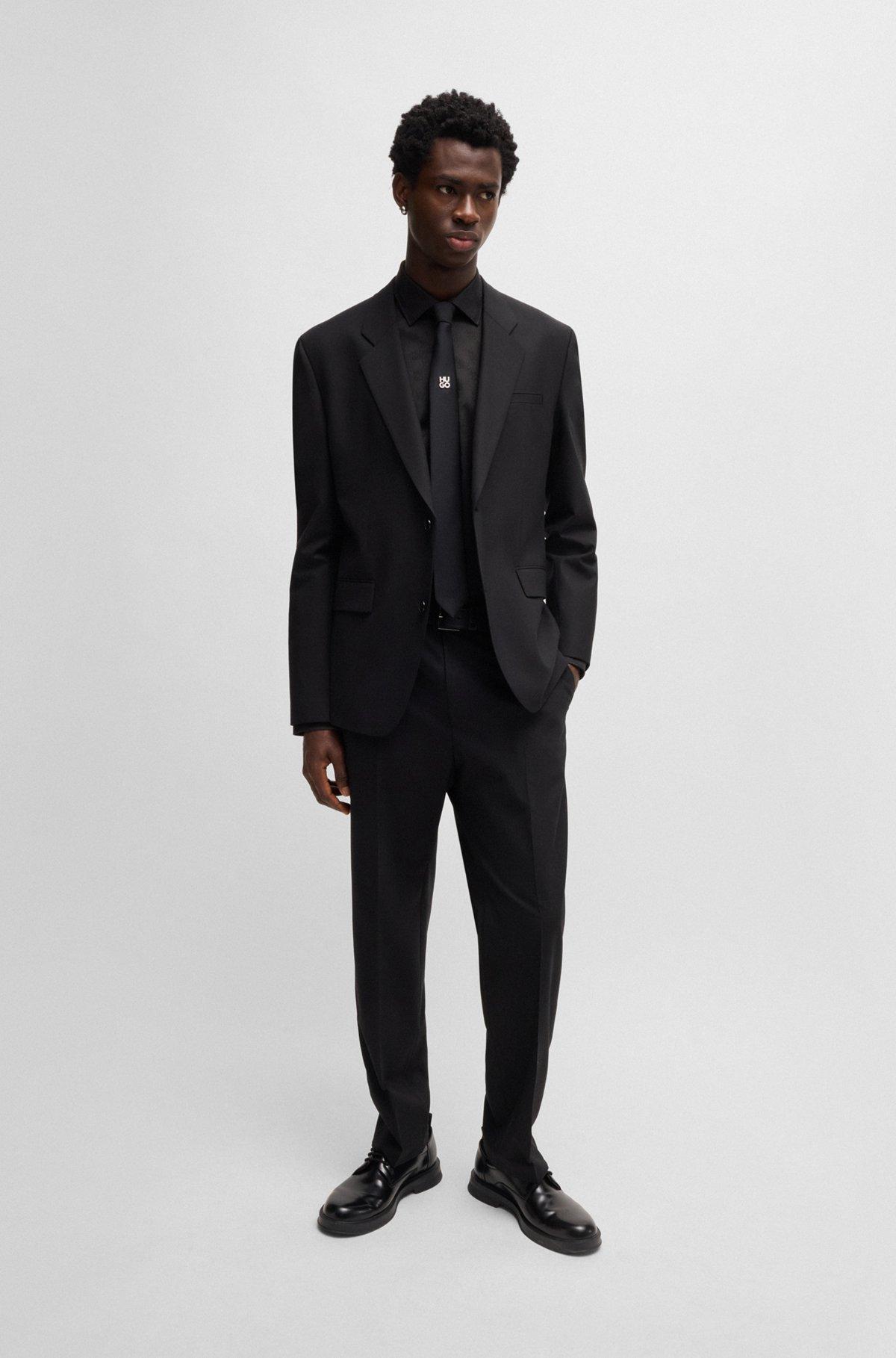 Slim-fit shirt in cotton with a stacked-logo jacquard Product Image