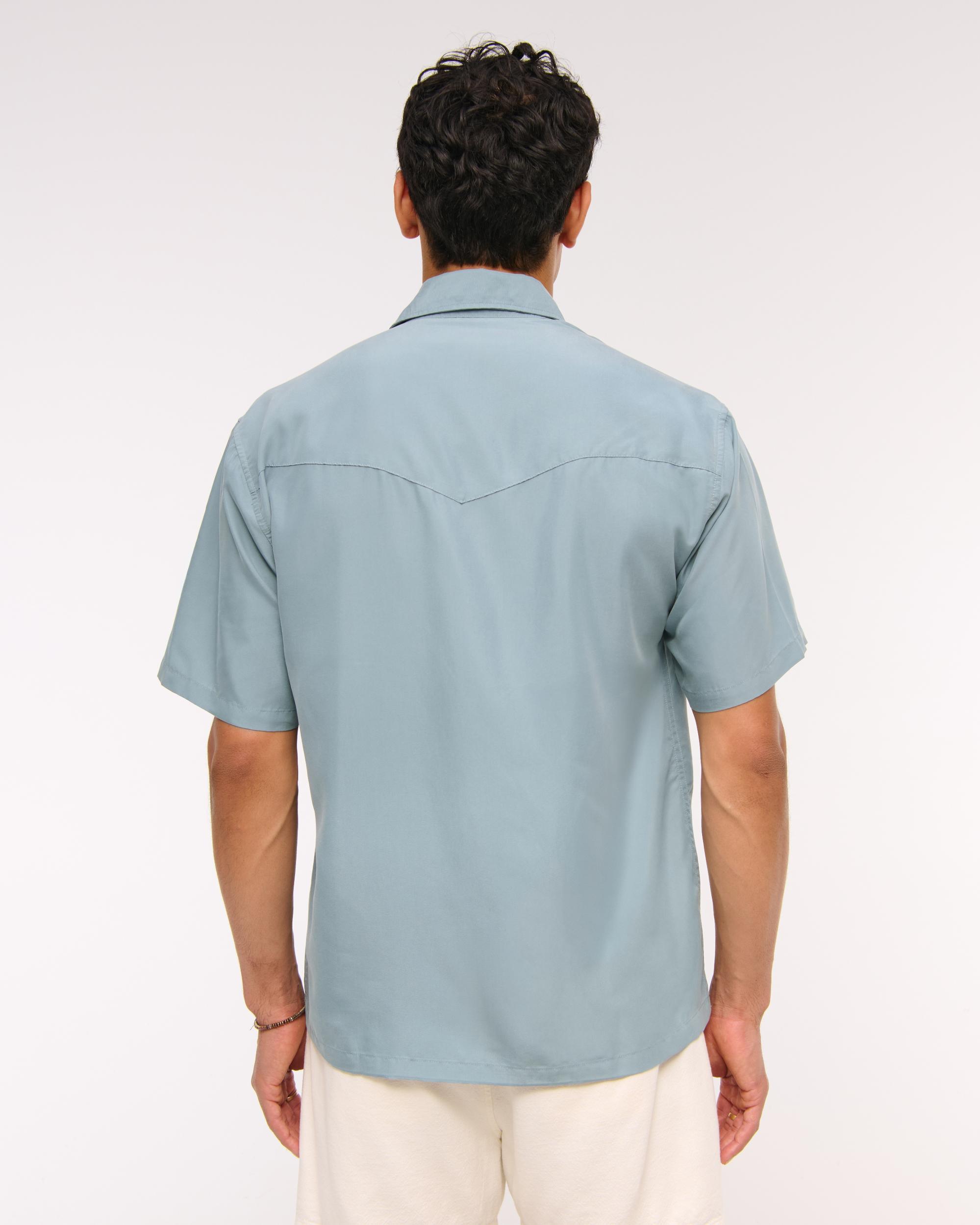 Short-Sleeve Cupro Button-Up Shirt Product Image