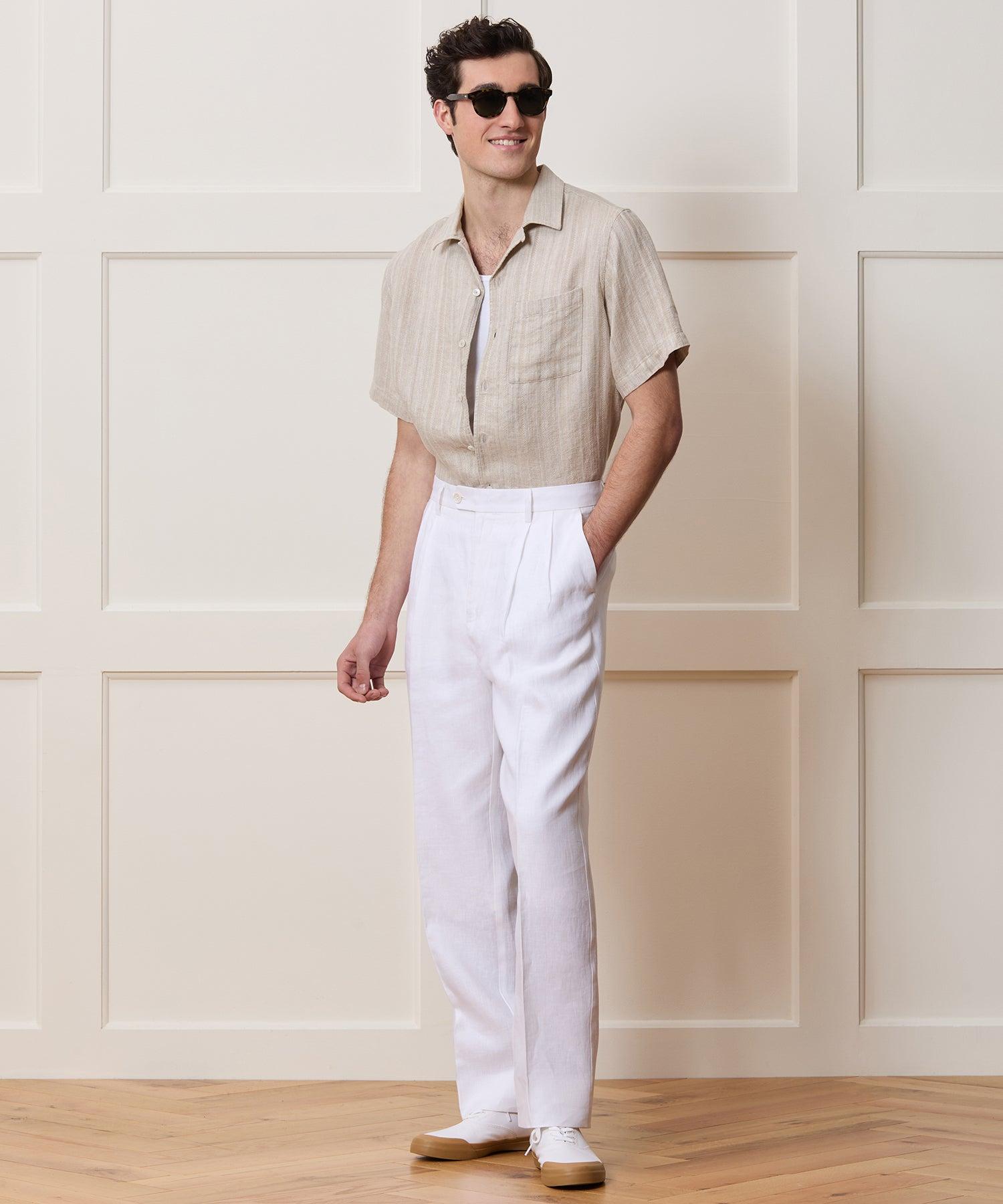 Textured Cropped Sea Soft Irish Linen Camp Collar Shirt Product Image