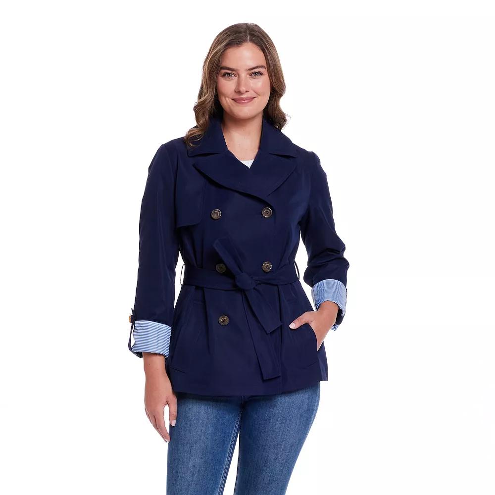 Women's Weathercast Lightweight Double Breasted Tie Waist Trench Coat,  Product Image