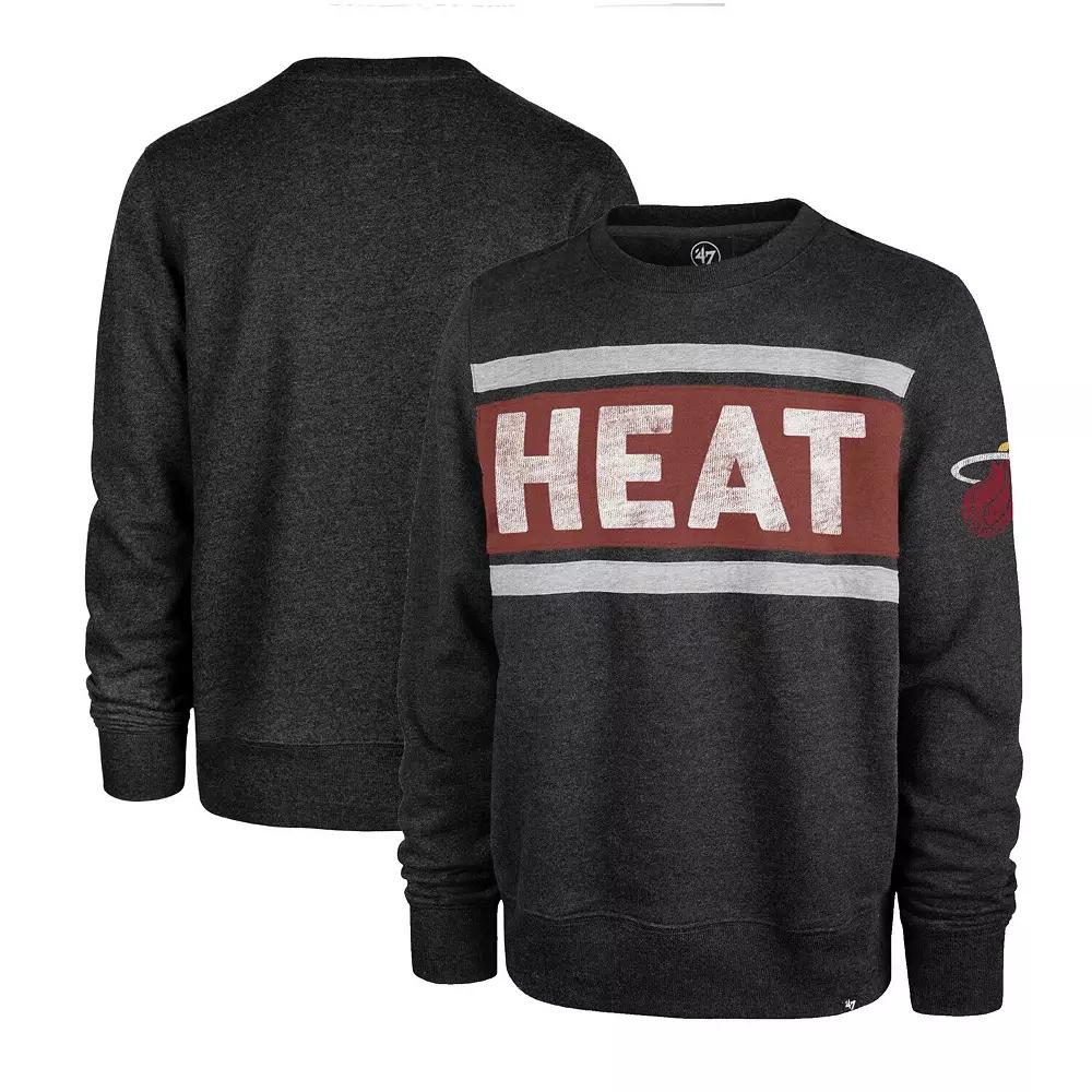 Men's '47 Heather Black Miami Heat Tribeca Emerson Pullover Sweatshirt,  Product Image
