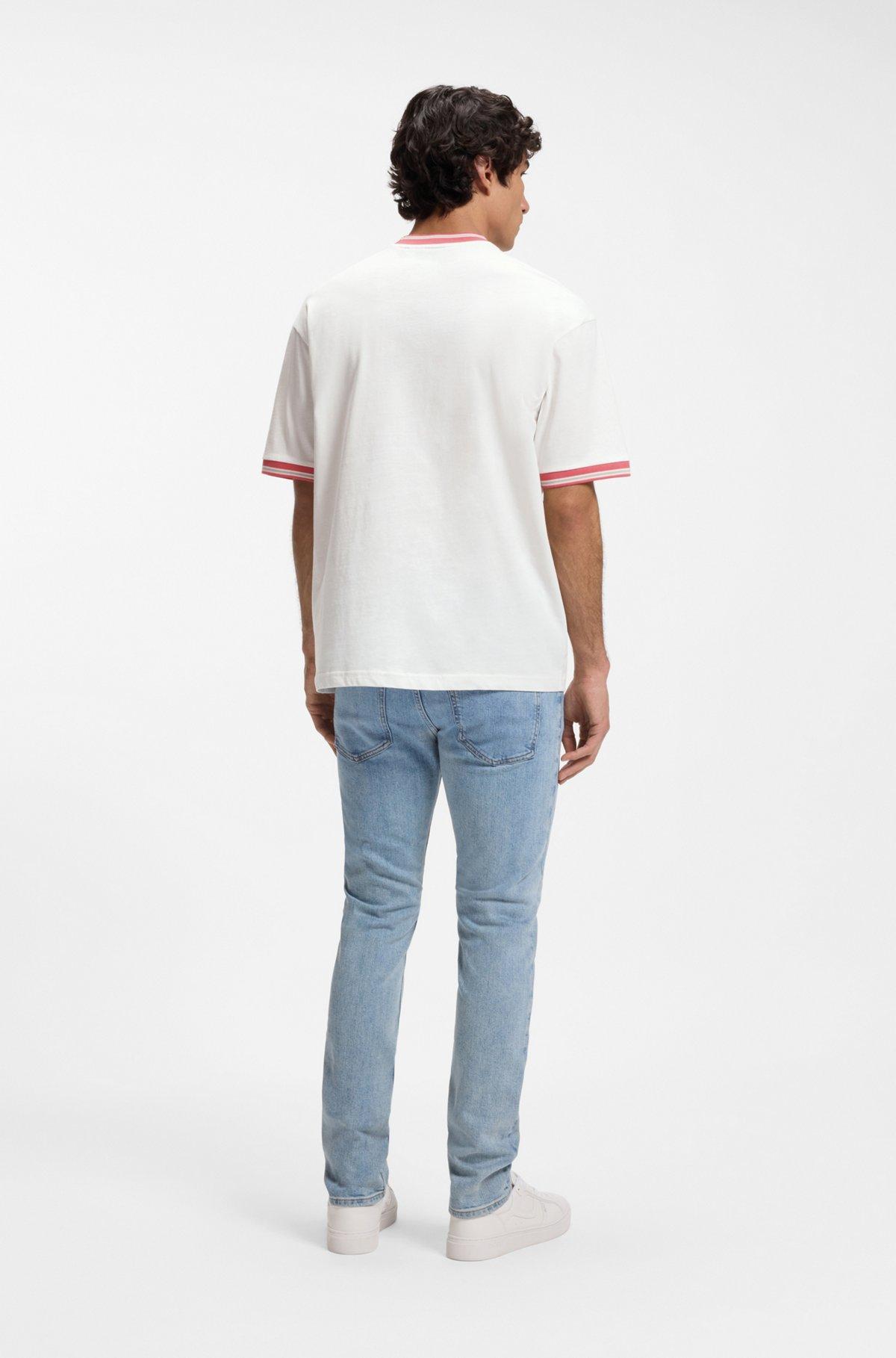 Relaxed-fit T-shirt in cotton with striped trims Product Image