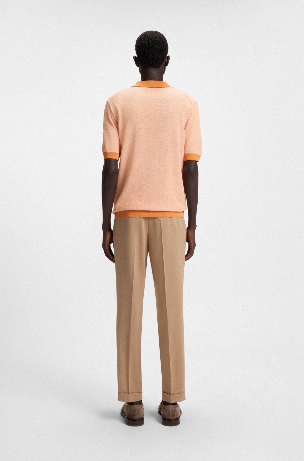 Silk-cotton sweater with Johnny collar in regular fit Product Image