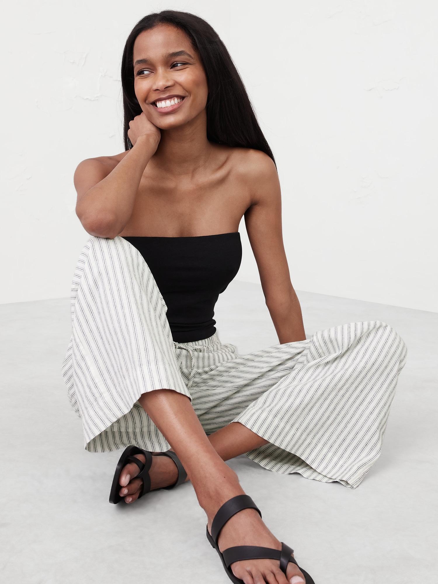 Linen-Blend Drawstring Pull-On Pant Product Image