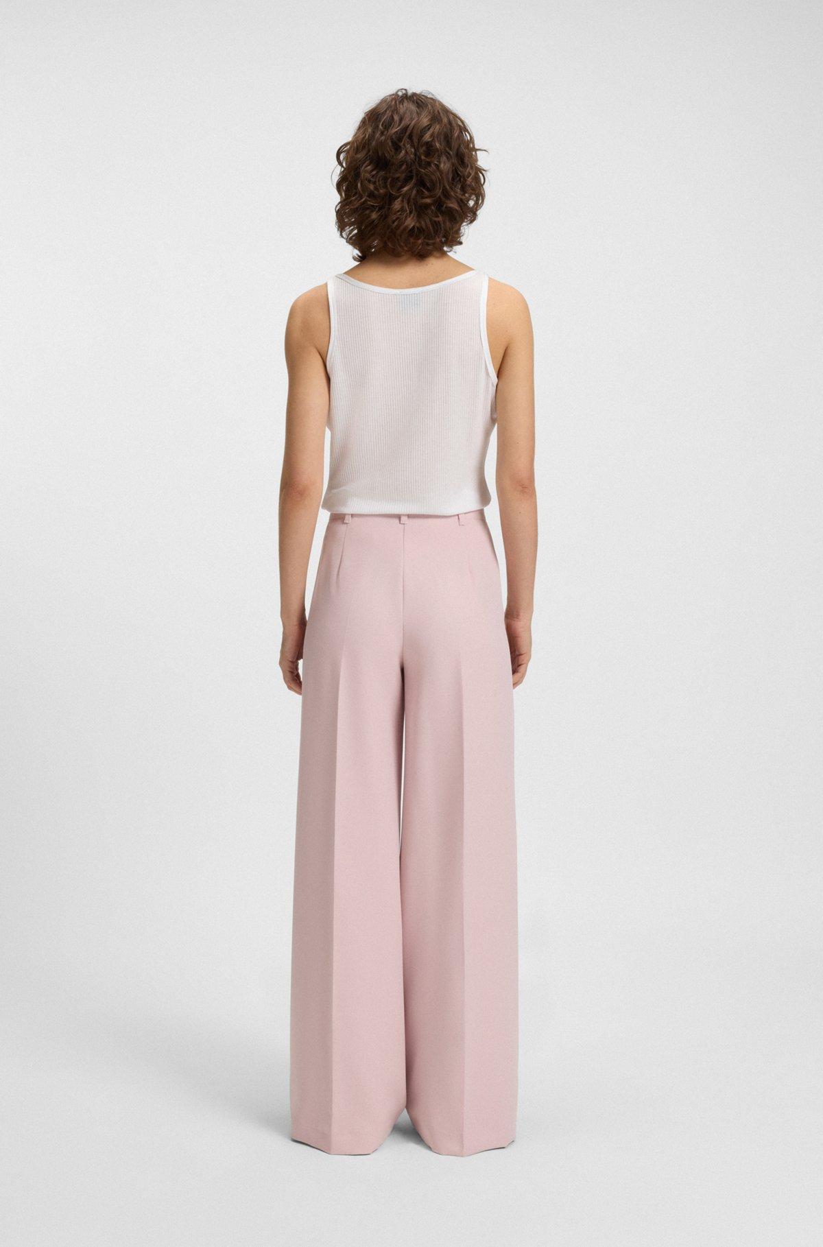 BOSS - Regular-fit wide-leg pants in stretch fabric - Light Purple Product Image