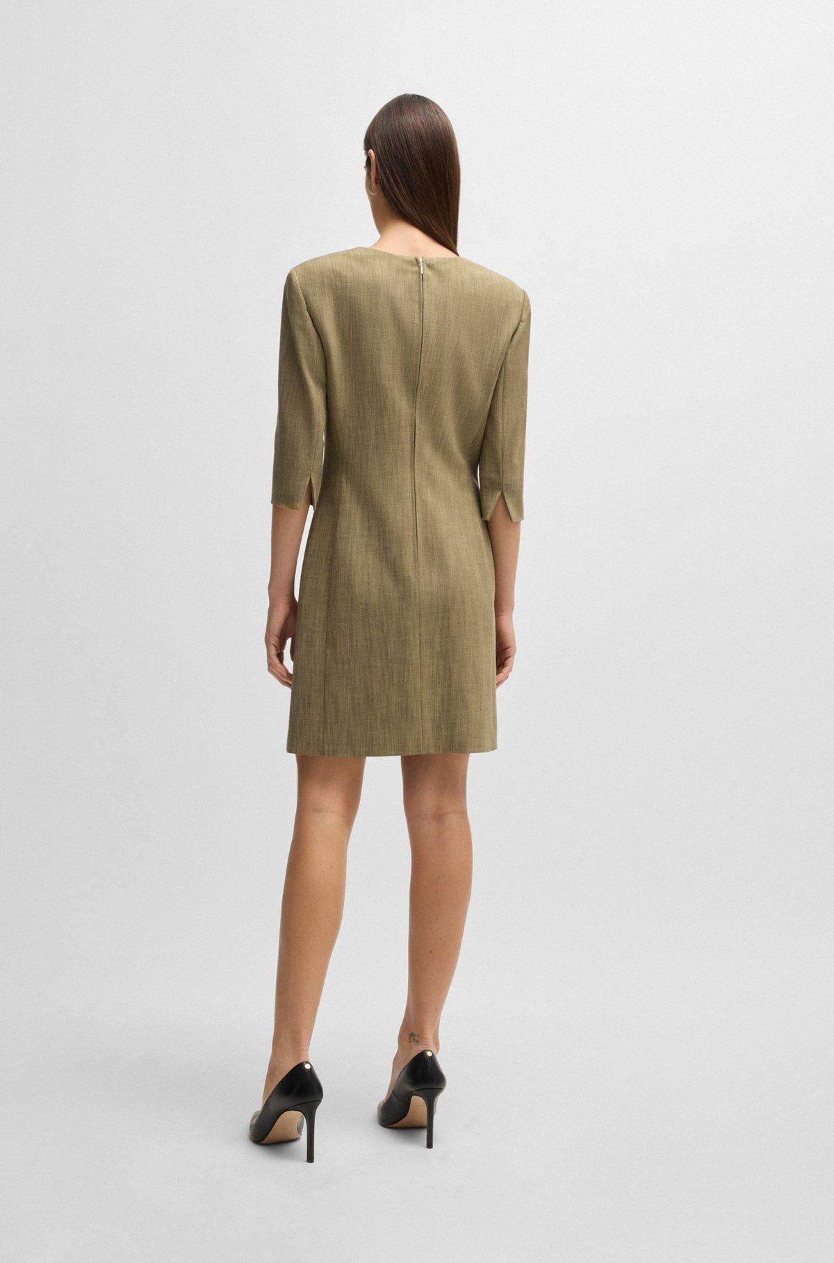 Scoop-neck dress in herringbone stretch fabric Product Image