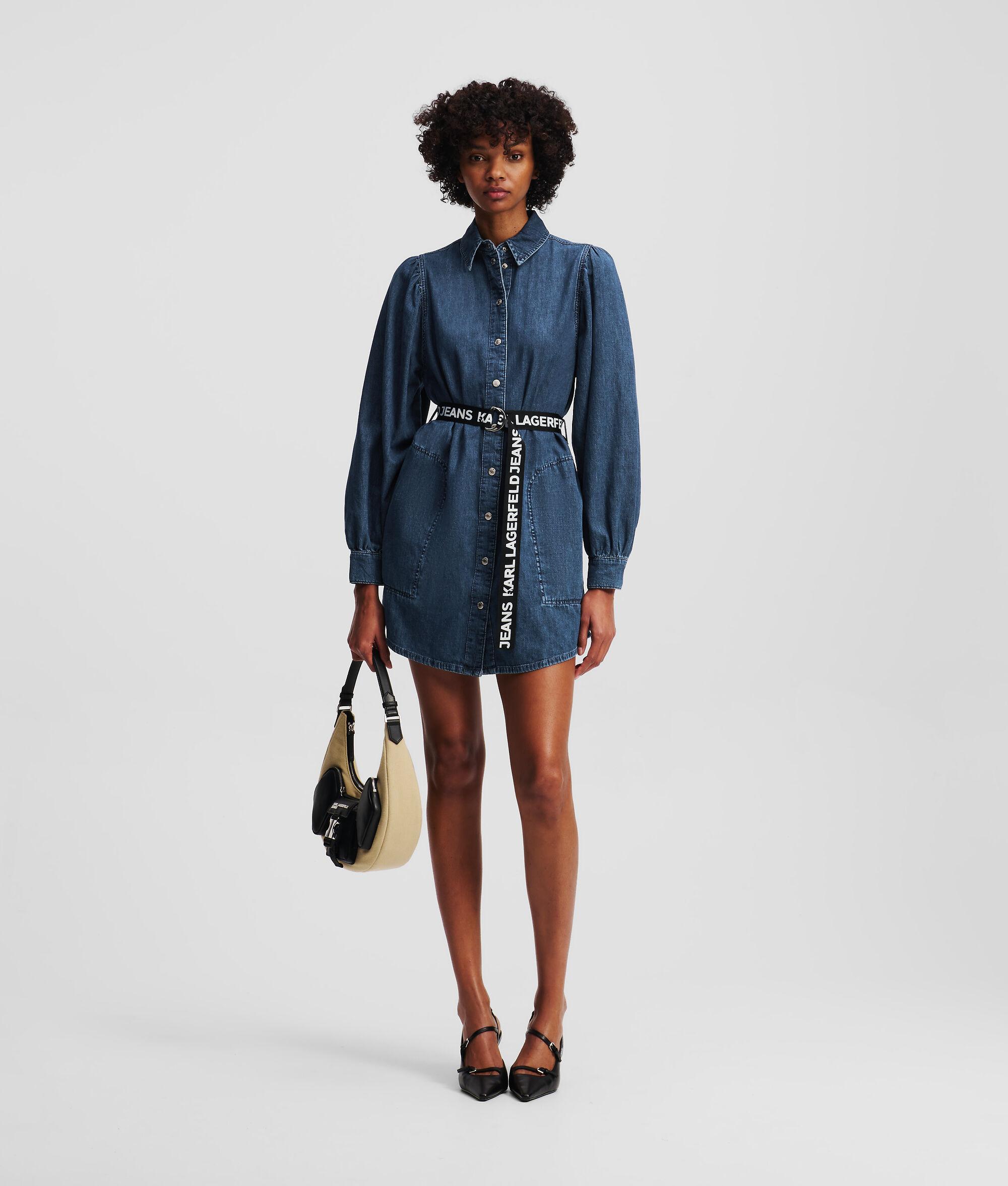 PUFF-SLEEVED DENIM DRESS Product Image