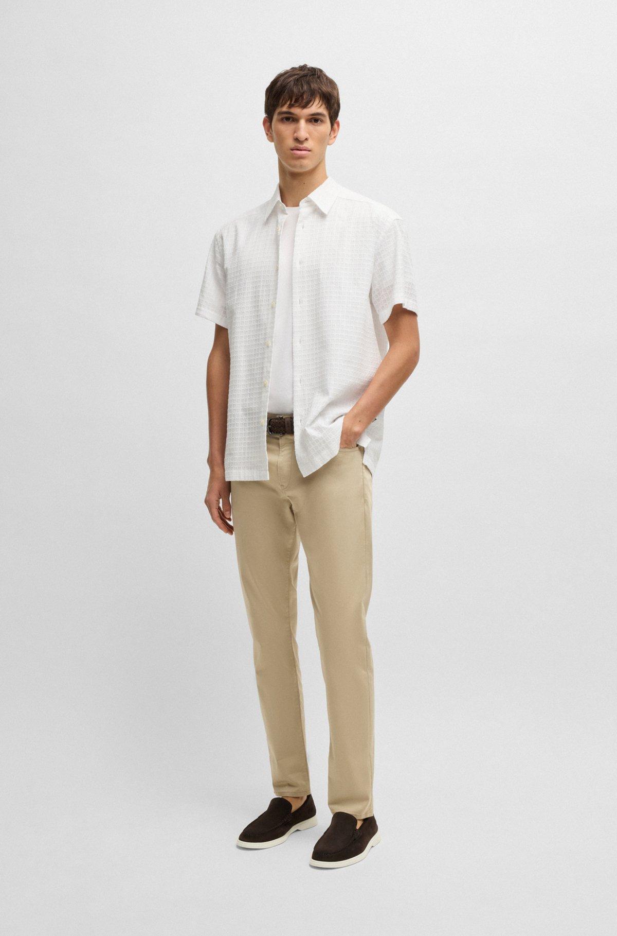 Relaxed-fit shirt in waffle-structured cotton Product Image