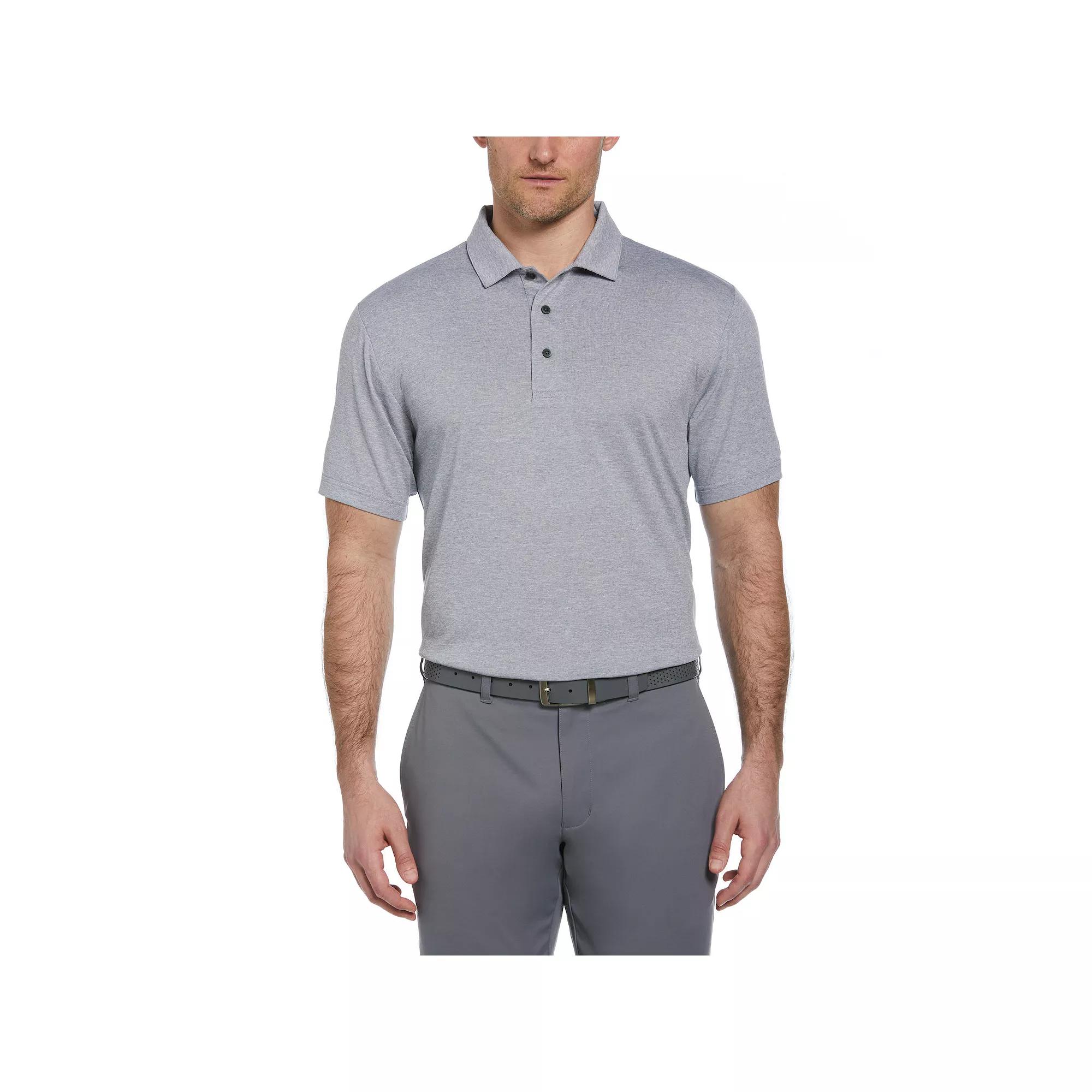 Men's Grand Slam Regular Fit Self Collar Heather Golf Polo, Size: Large, Grey Grey Product Image