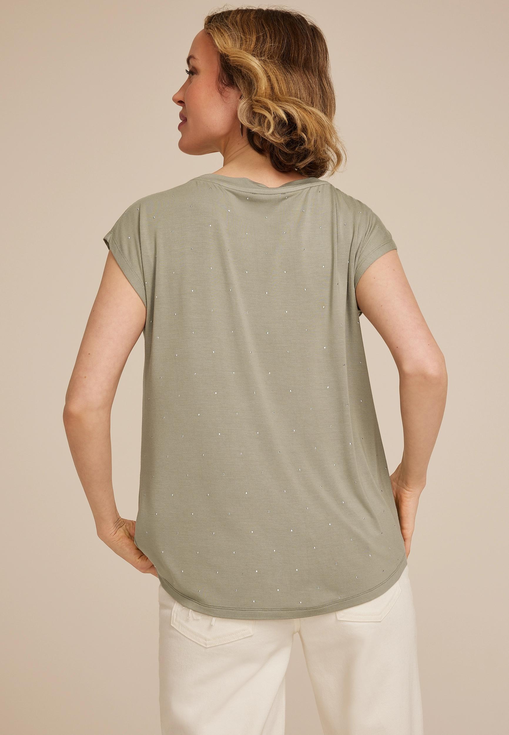 Rhinestone Embellished Boat Neck Tee Product Image