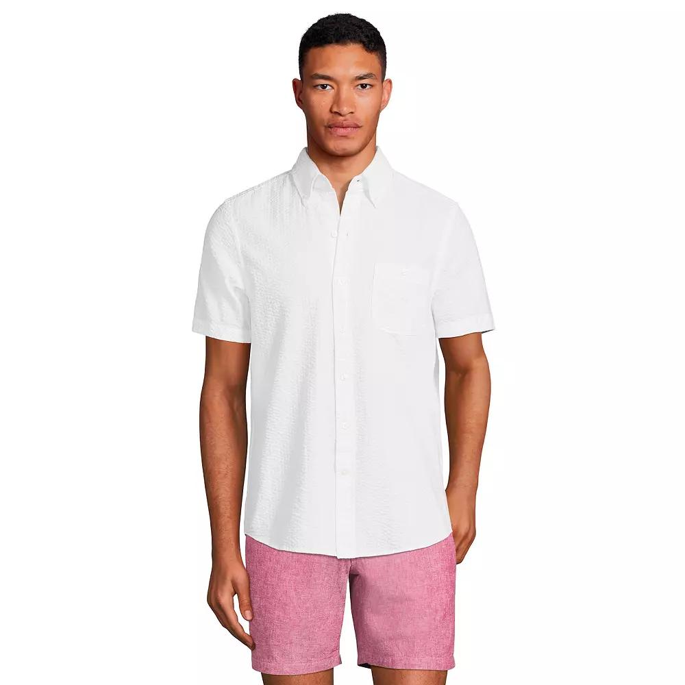 Men's Lands' End Button-Down Seersucker Shirt,  Product Image