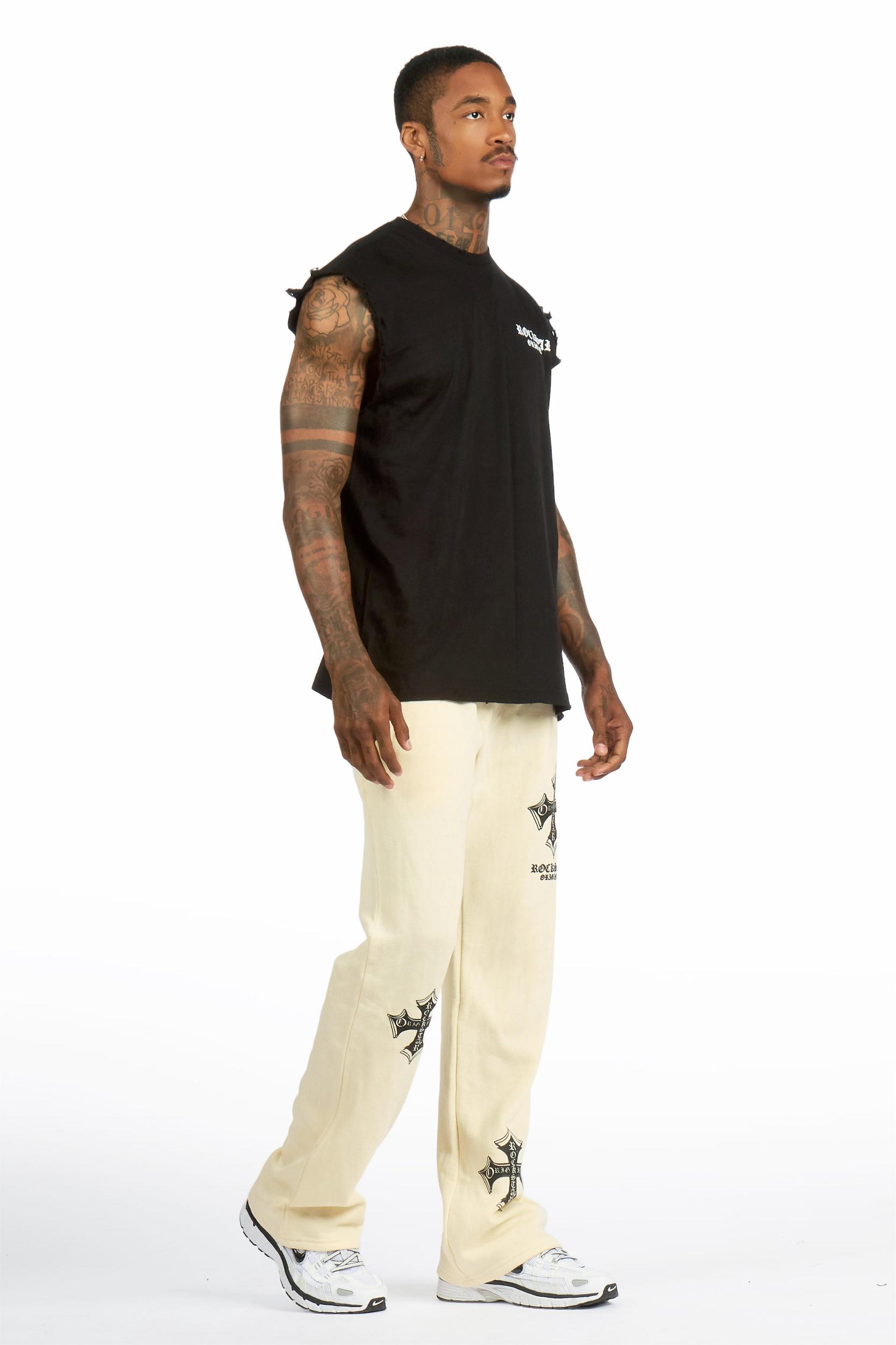Arkady 2.0 Black/Sand Cut Sleeve/Stacked Pant Track Set Male Product Image