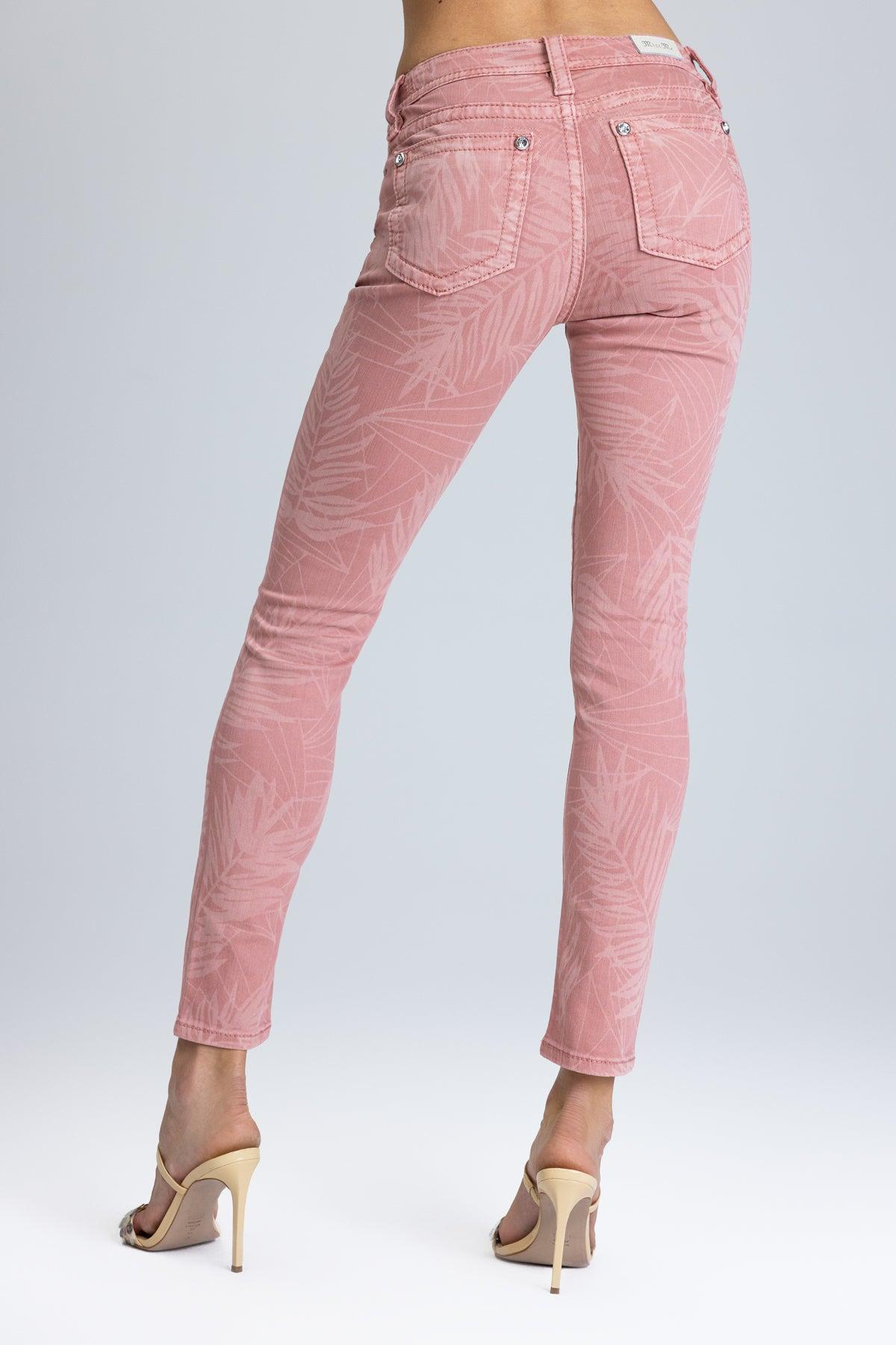 Coral Leaves Skinny Jeans Product Image