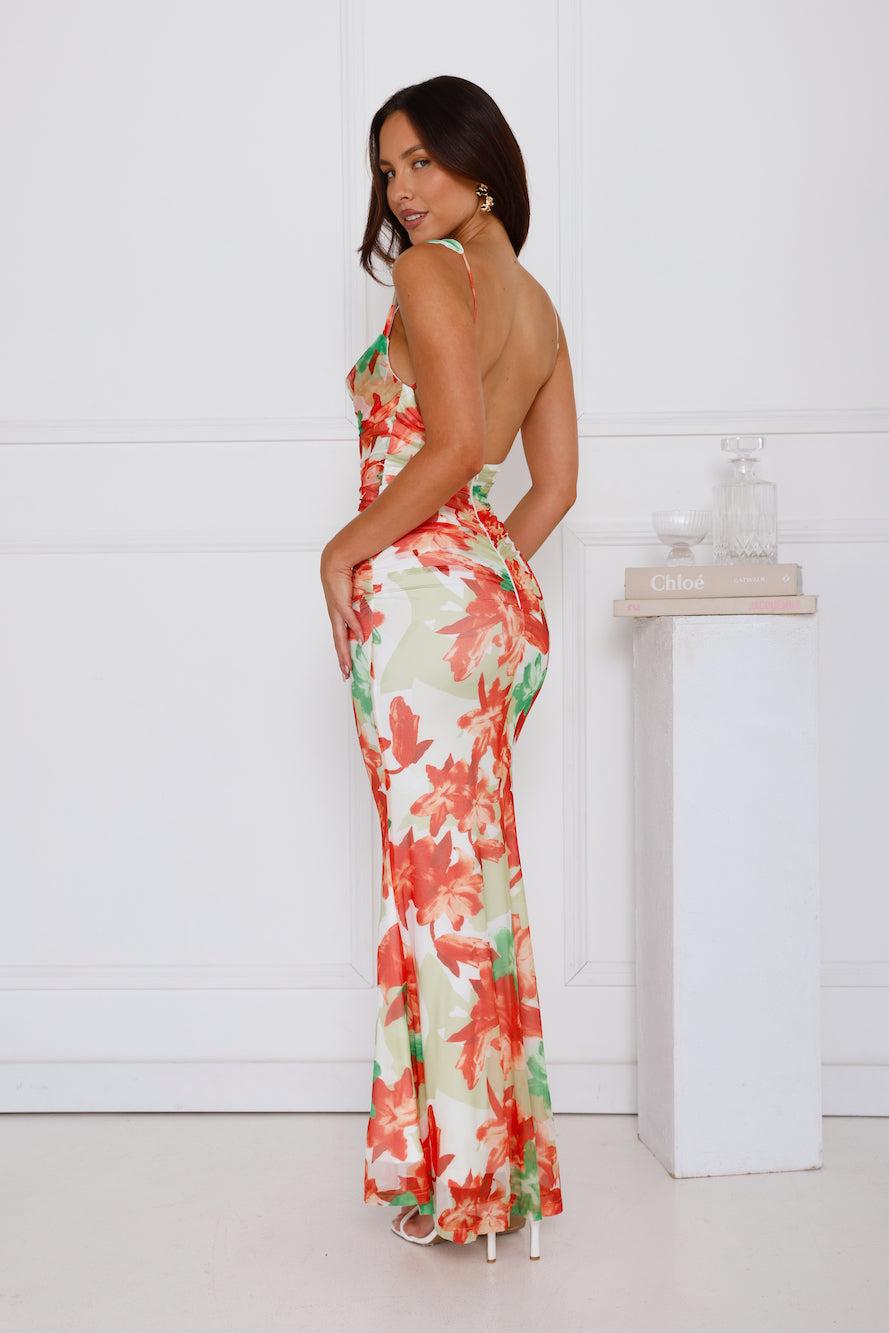Paradise Breeze Mesh Maxi Dress Orange Product Image