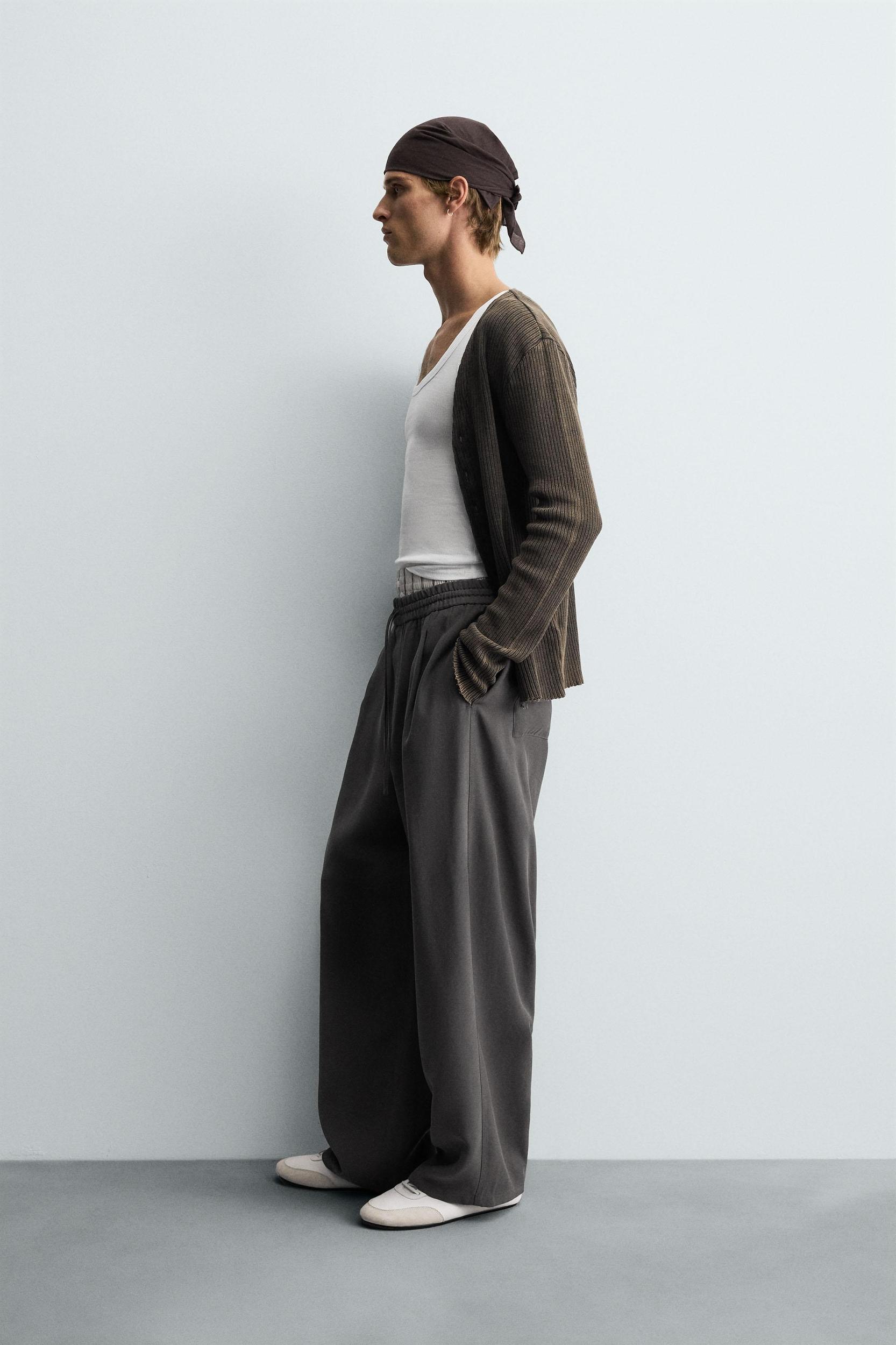 FLOWY TOPSTITCHED PANTS Product Image