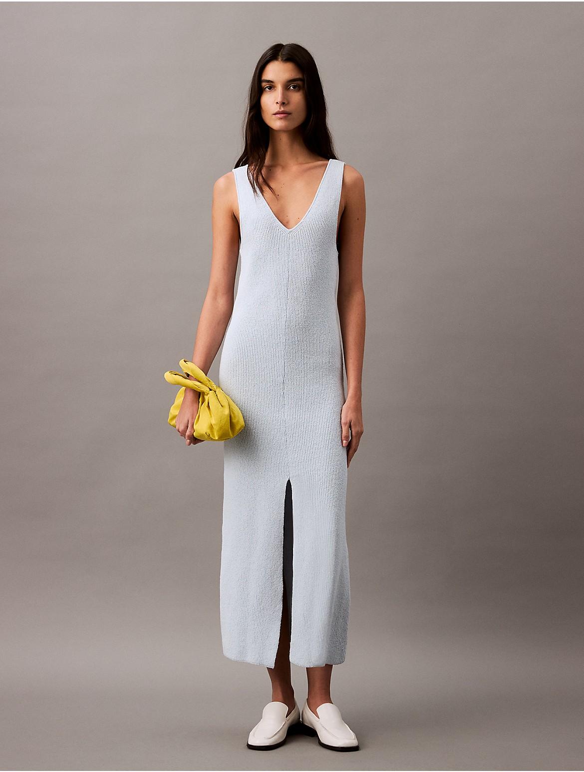 Calvin Klein Womens Boucle Rib Sleeveless Midi Dress - Blue Product Image