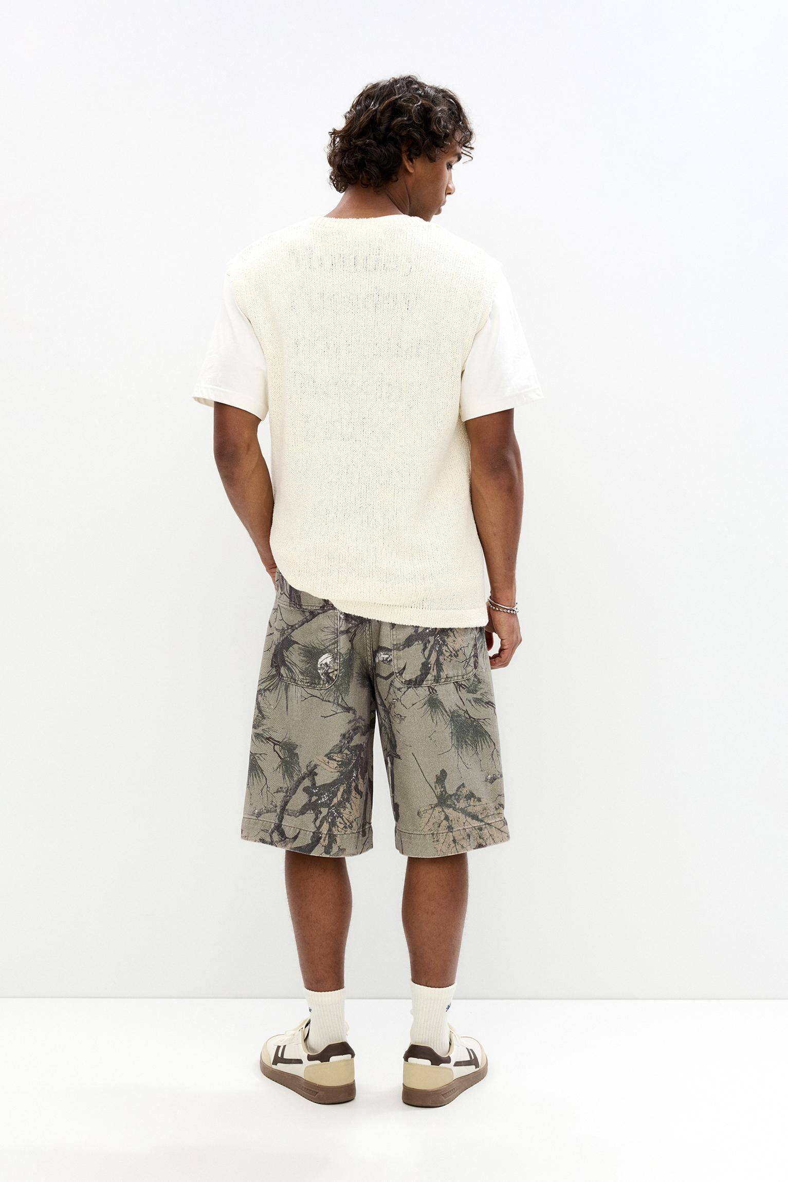Baggy Bermuda shorts with branch print Product Image